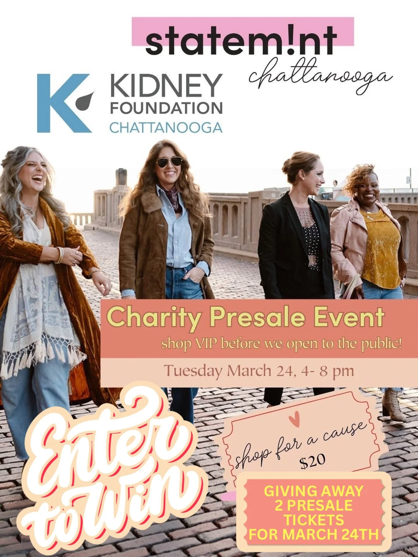 What better way to celebrate #internationalwomensday than with a giveaway to go shopping?!

&mdash;> WE ARE GIVING AWAY {2} PRESALE TICKETS TO STATEMINT CHATTANOOGA 🛍️🛍️

&bull; March 24th | VIP Shopping Experience | 4-8PM 

HOW TO ENTER:
✅ LIKE
