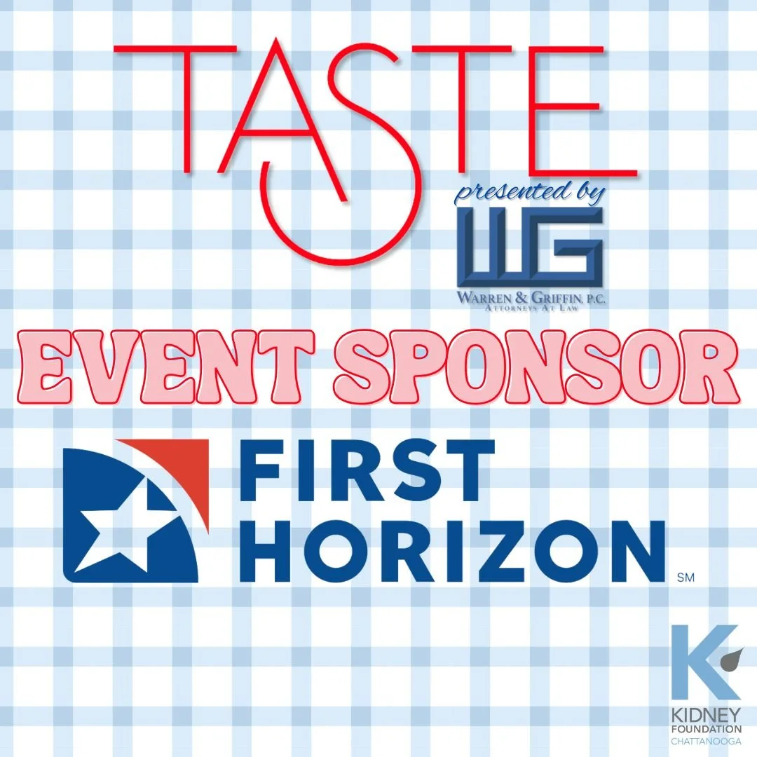 Thank you to our TASTE Event Sponsor, First Horizon! ⭐️ We're so appreciative of your support that is directly helping kidney patients in our community.
TASTE 2026 is just ONE week away and it's not too late to get your tickets! Purchase yours at the