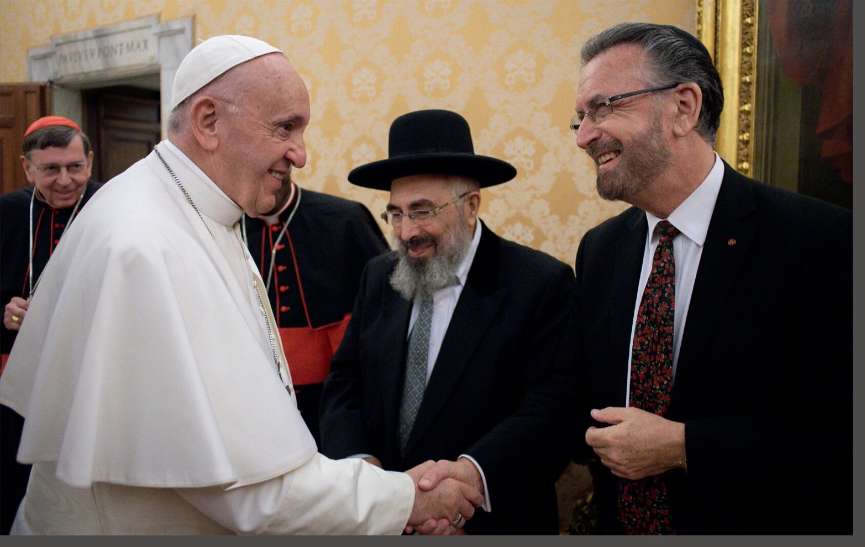 Pope Francis Shaking Hands With Rabbi David