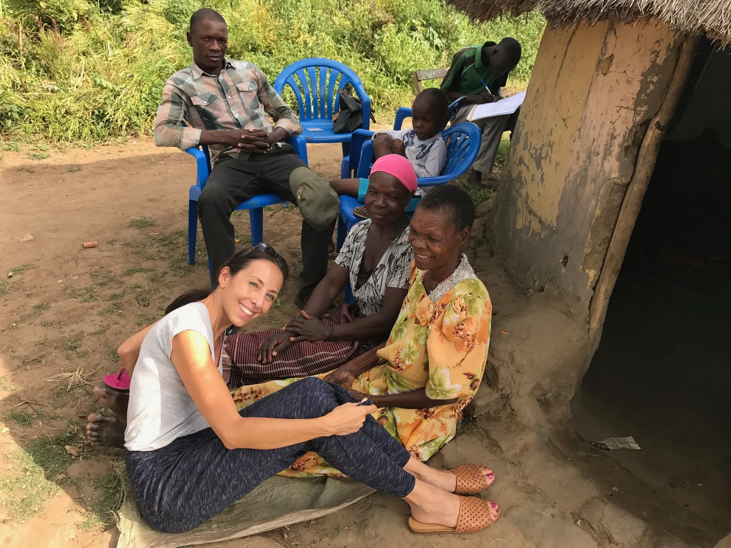 Families gathered together in a Ugandan village