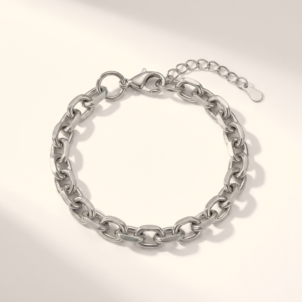 Silver chunky cable chain bracelet stainless steel - tarnish free unisex jewellery - Kincha Designs