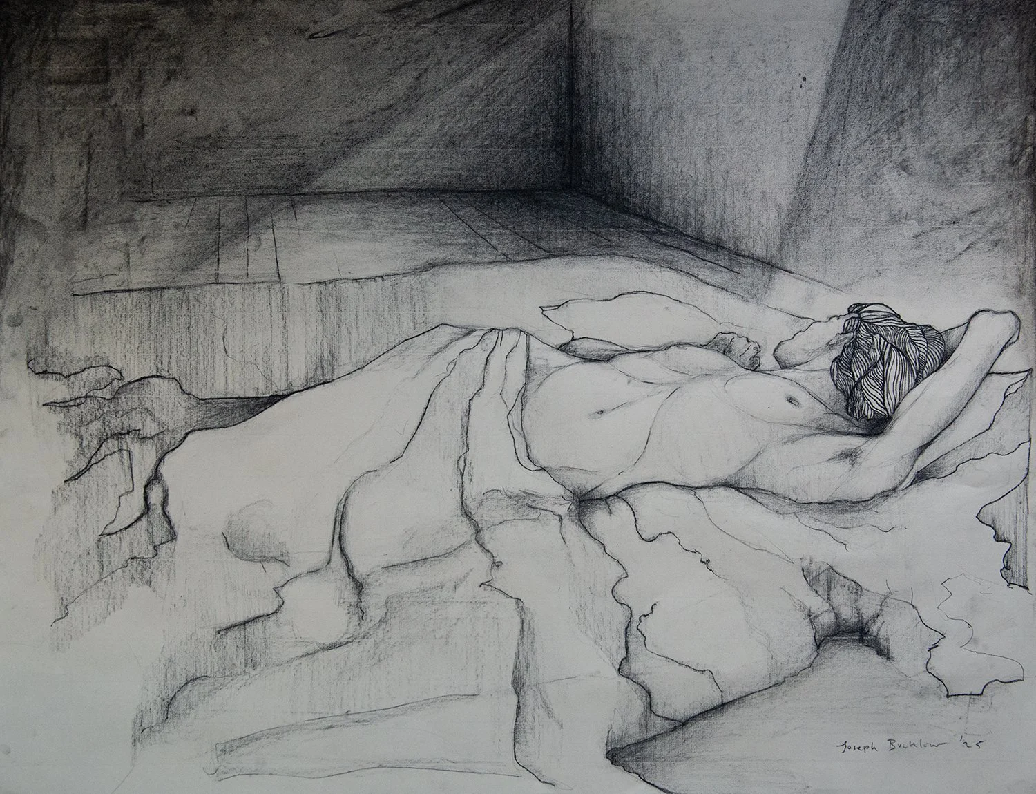Sleeping • Charcoal on Ingres Paper • 42 x 59 cm. 2025.