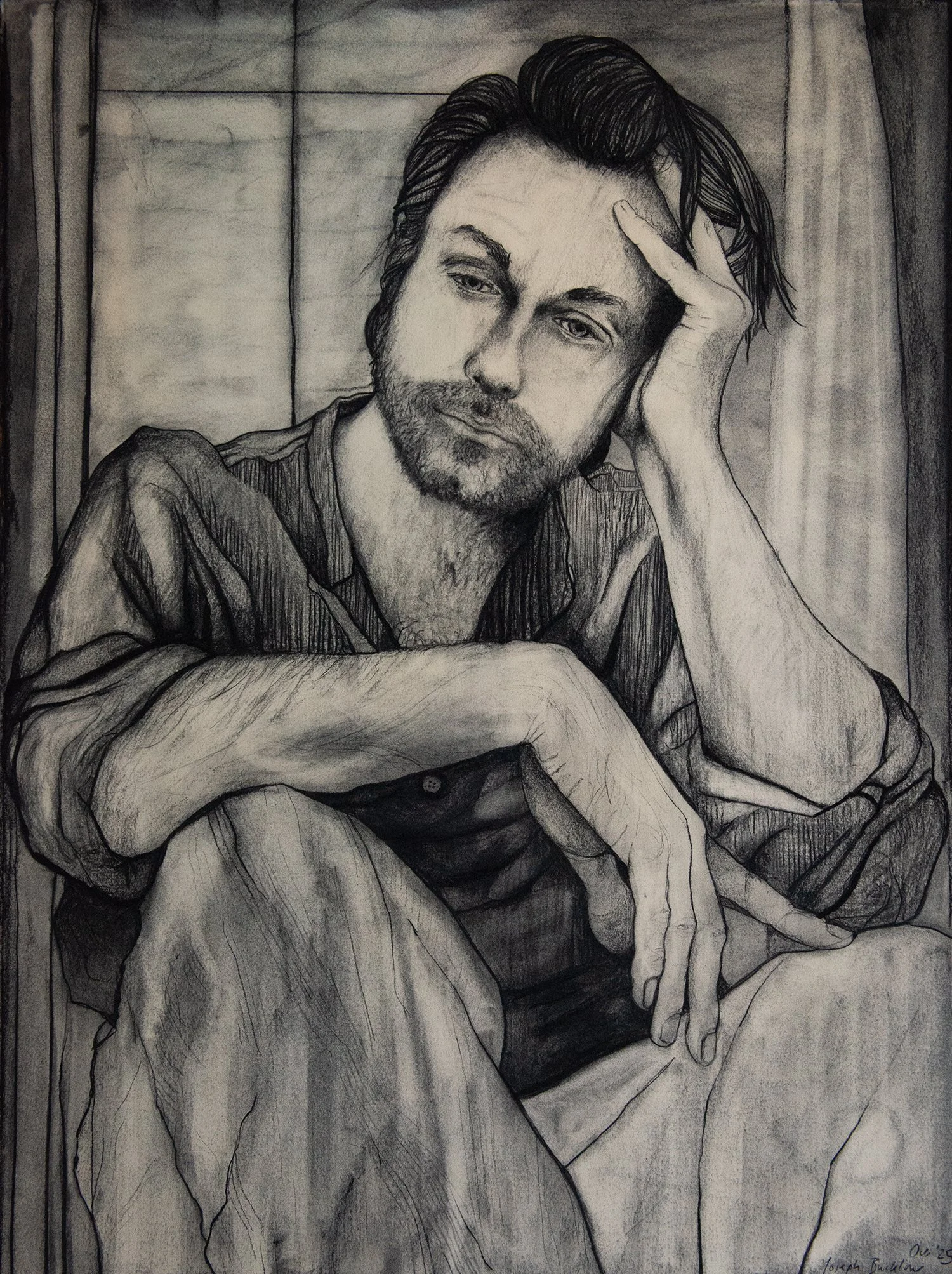 Self-Portrait • Charcoal on Vellum Paper • 76 x 56 cm. 2025.