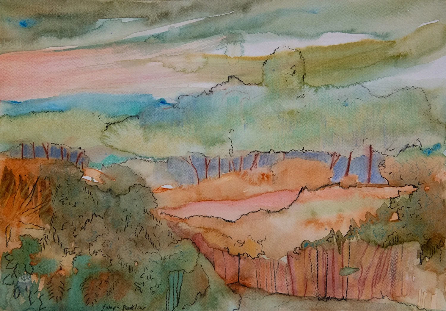 The End of the Forest • Watercolour & Charcoal on Paper • 27 x 35 cm. 2026.