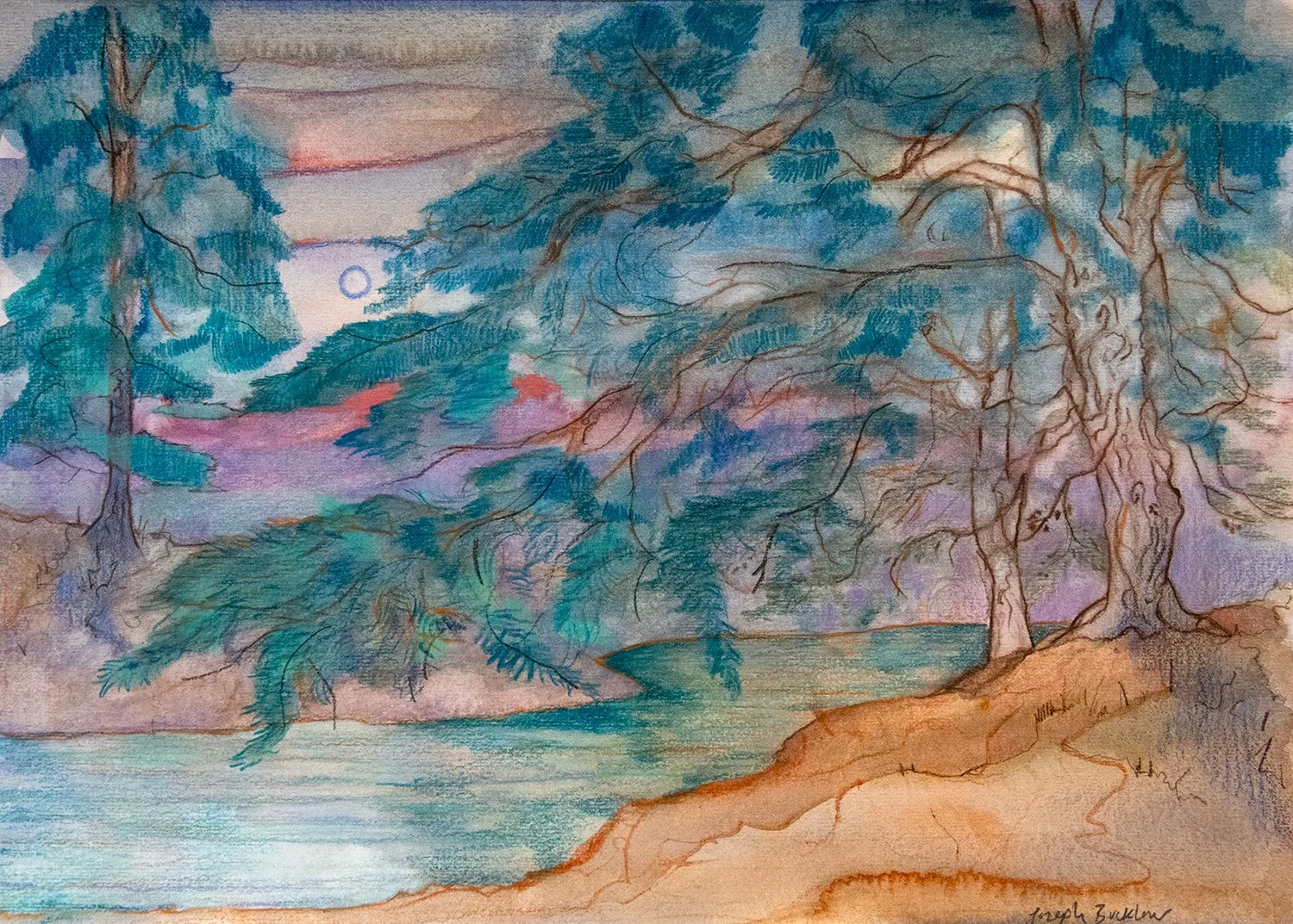 Pines by the Beck • Mixed media on paper • 30 x 42 cm. 2026
