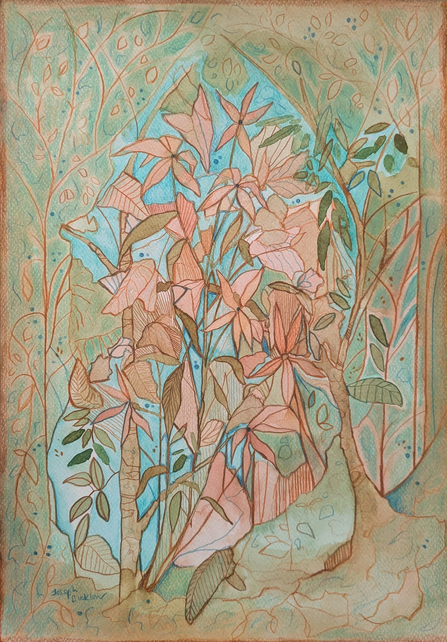 Flowers at Canonbury • Mixed media on Paper • 42 x 30 cm. Sept 2026.