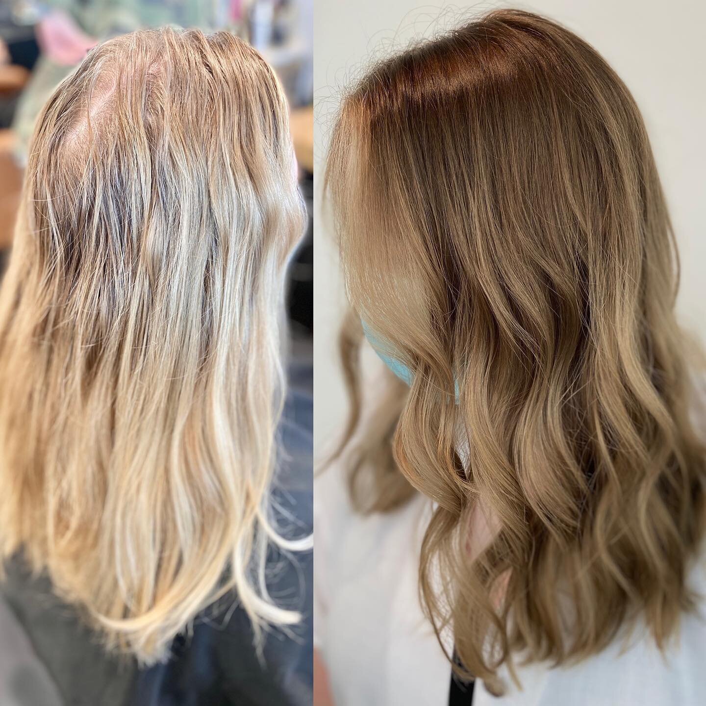 Before and after of our Reverse Balayage +face frame highlight.  Check out our IGTV to check out the application of foilwork, second video coming soon. Hair by Chantelle @chantelledidit #staybabes #chantelledidit #reversebalayage #wellaeducation #wel