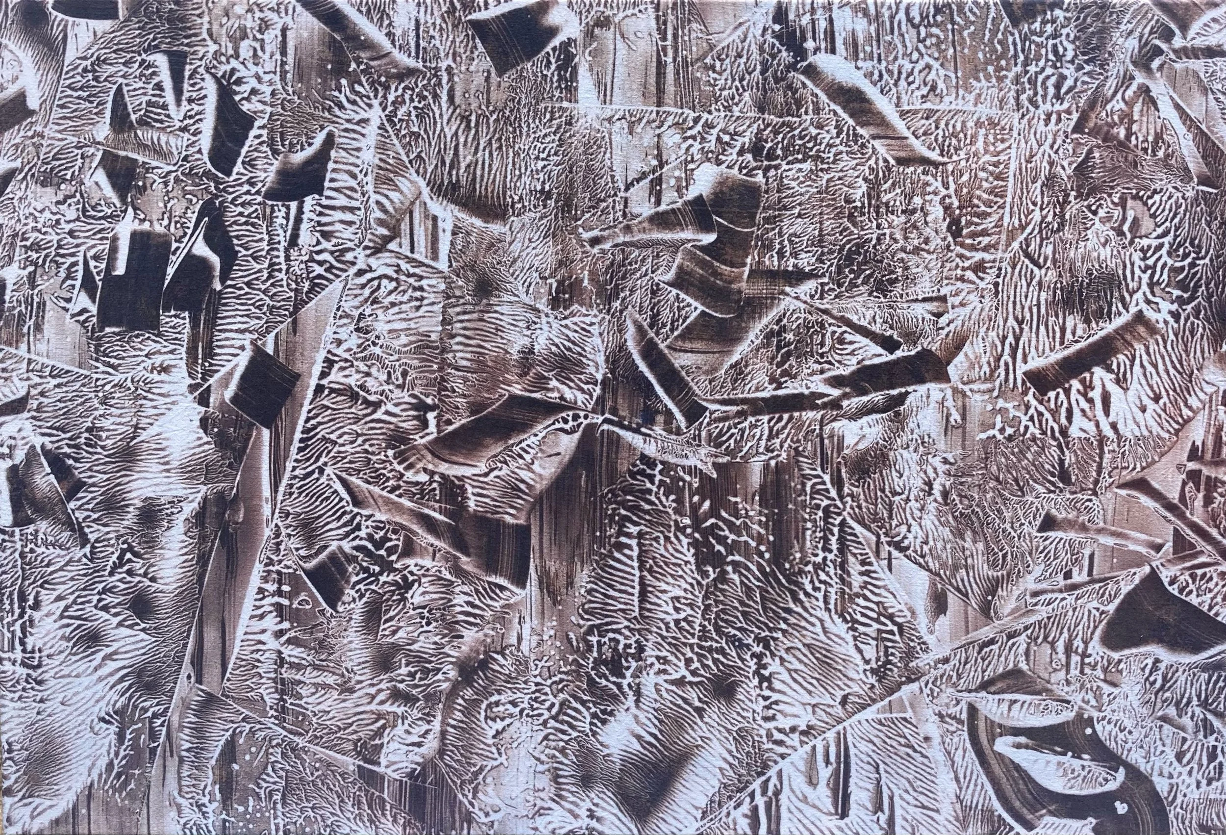  Splashing and Cuts  UV dye on cotton 