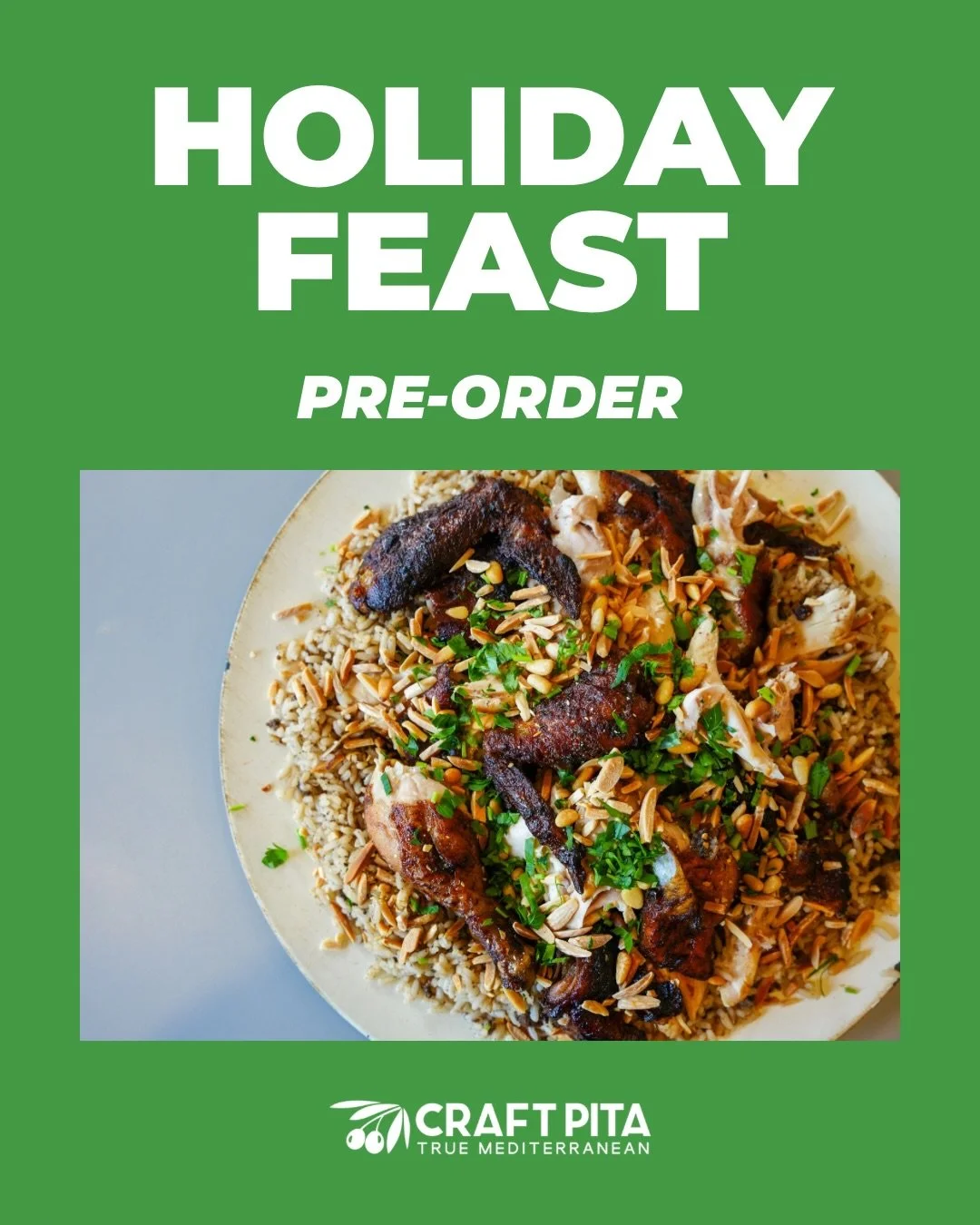 Last Day to Order Your Holiday Feast! 🇱🇧🎅🏼

&bull; Shawarma Lamb Leg
&bull; Shawarma Turkey Breast
&bull; Riz a Djej (Lebanese Chicken and Rice)

Available for order with 24 hours notice, last day for pick up is 12/23 at 3:30PM.