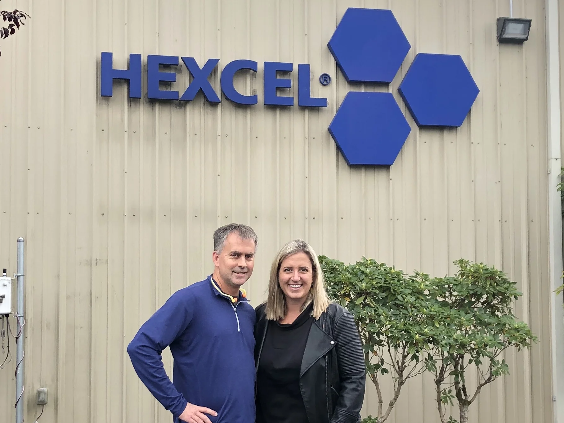 City Council Member, Brad Adams, and I taking a tour of Hexcel. A great example of light manufacturing, Hexcel produces honeycomb products for the aerospace industry. Adams has spent his career with the company.