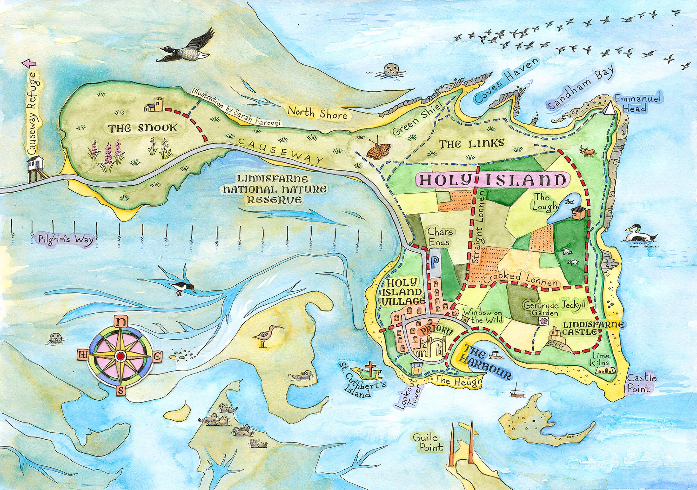 Map Of Holy Island Northumberland Visitor Map | Island Landmarks, Attractions & Walking Routes — Holy Island  Of Lindisfarne