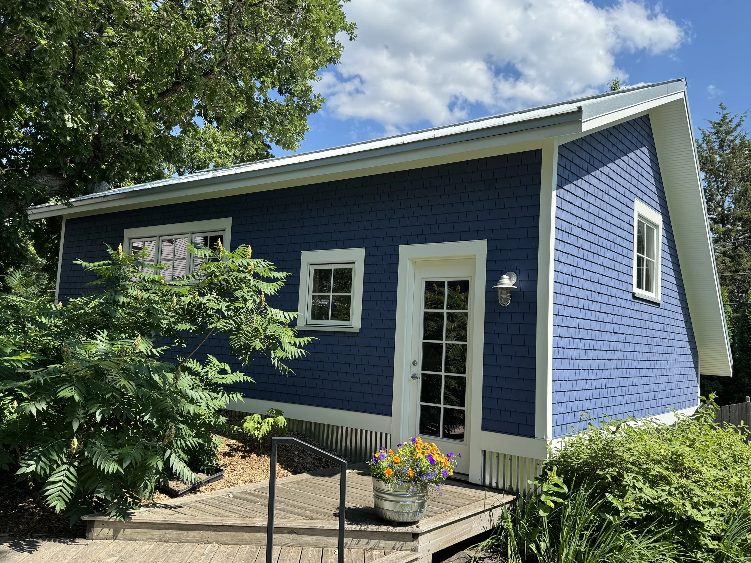 North side of garage/woodshop, facing the house.