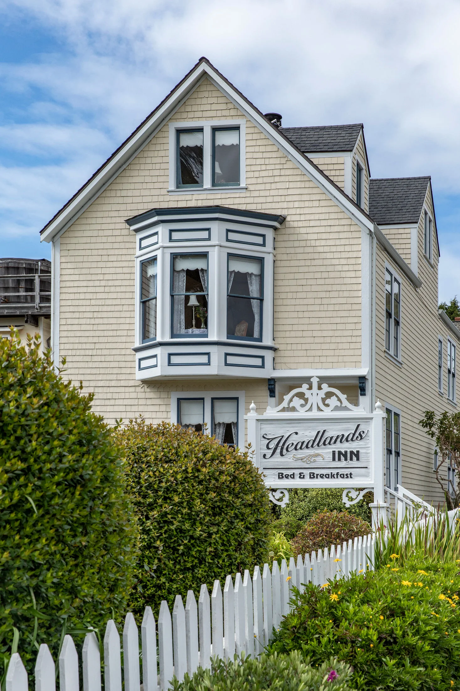 Charming Victorian architecture at Headlands Inn Bed & Breakfast in Mendocino, California