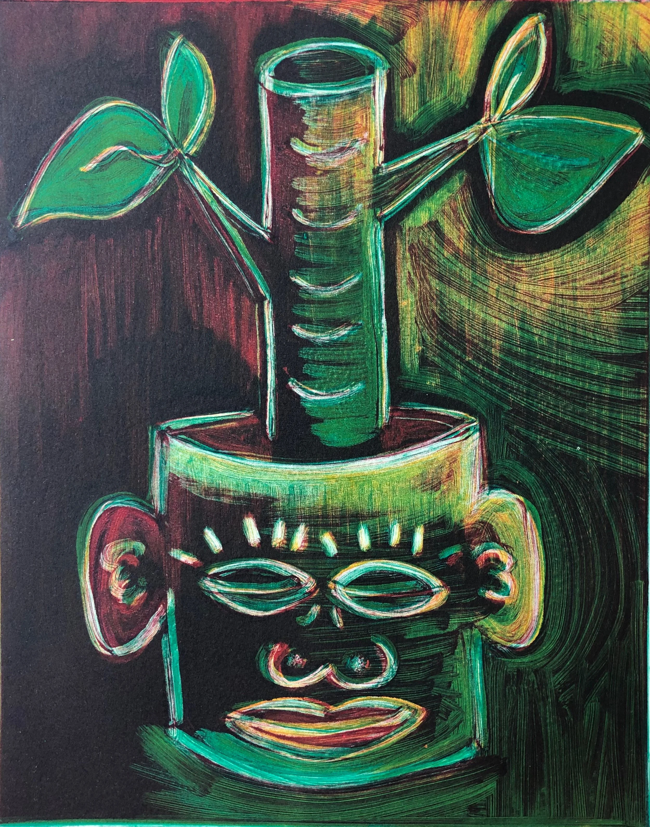 🌱 Cara de Planta 2019 | monotype | image size: 8” x 10” | sheet size: 11” x 15”