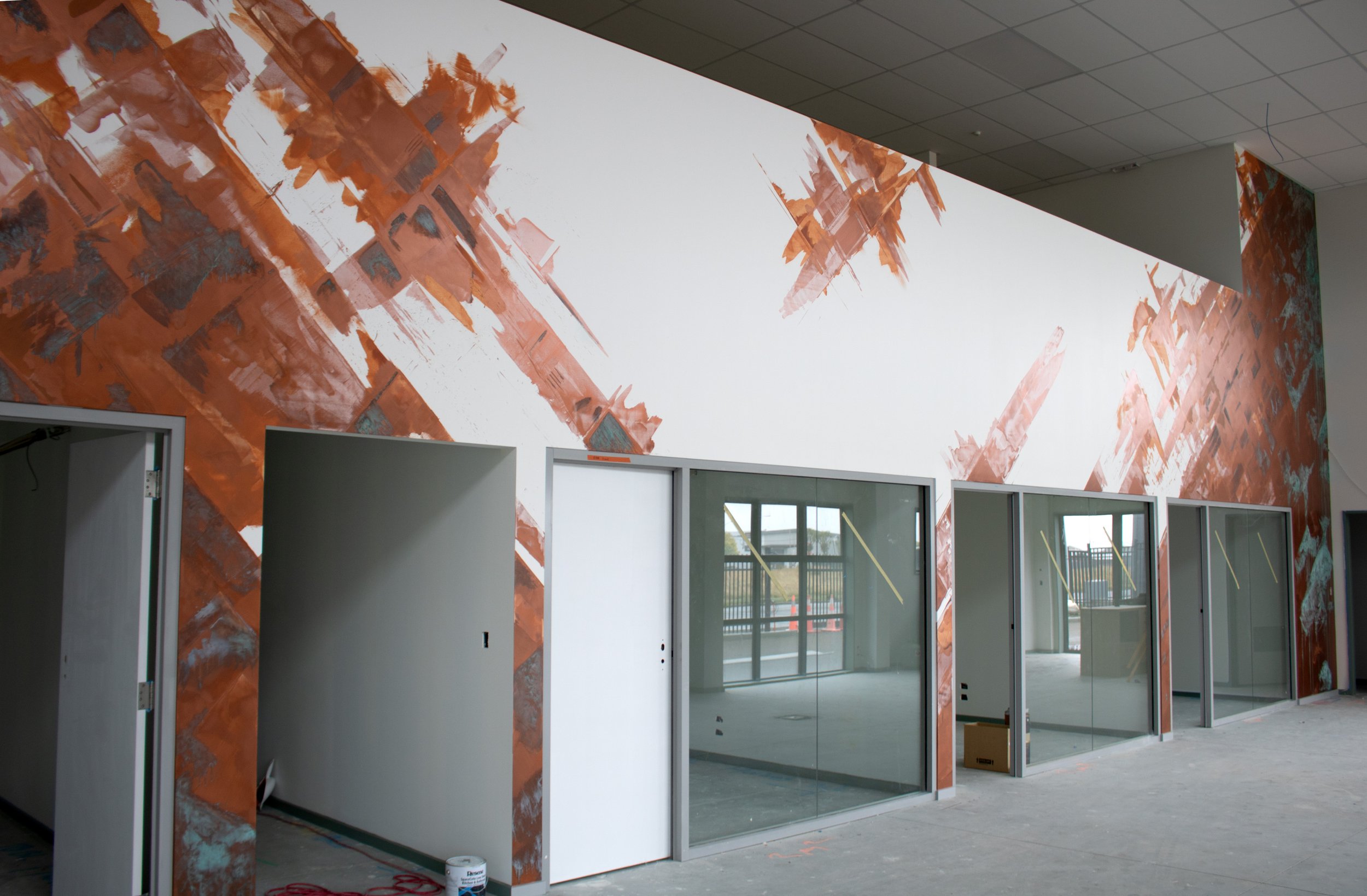 Balance , 17 x 5m , Copper and patina on Gib board