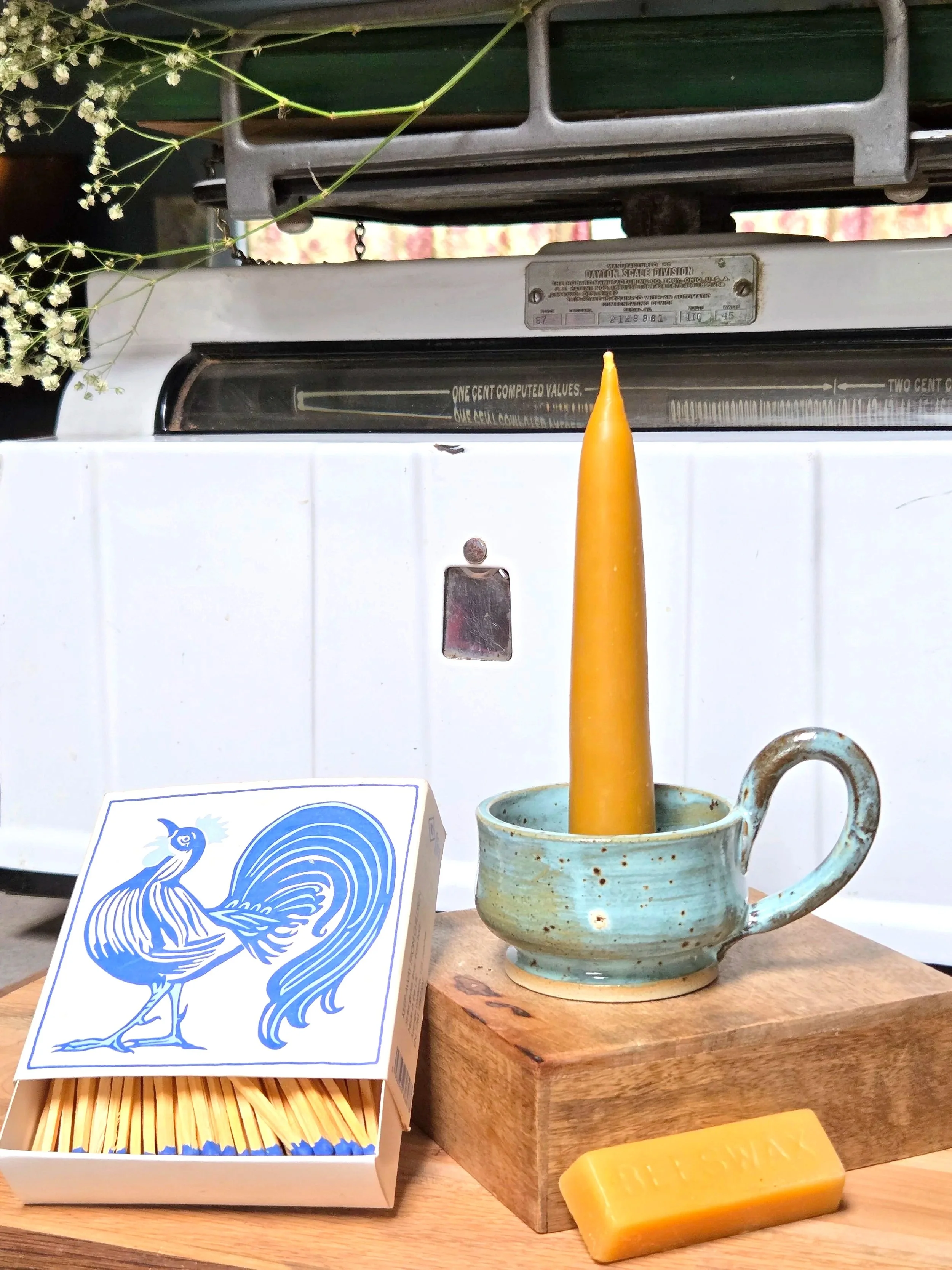 Ceramic Chamberstick (beeswax candle included)