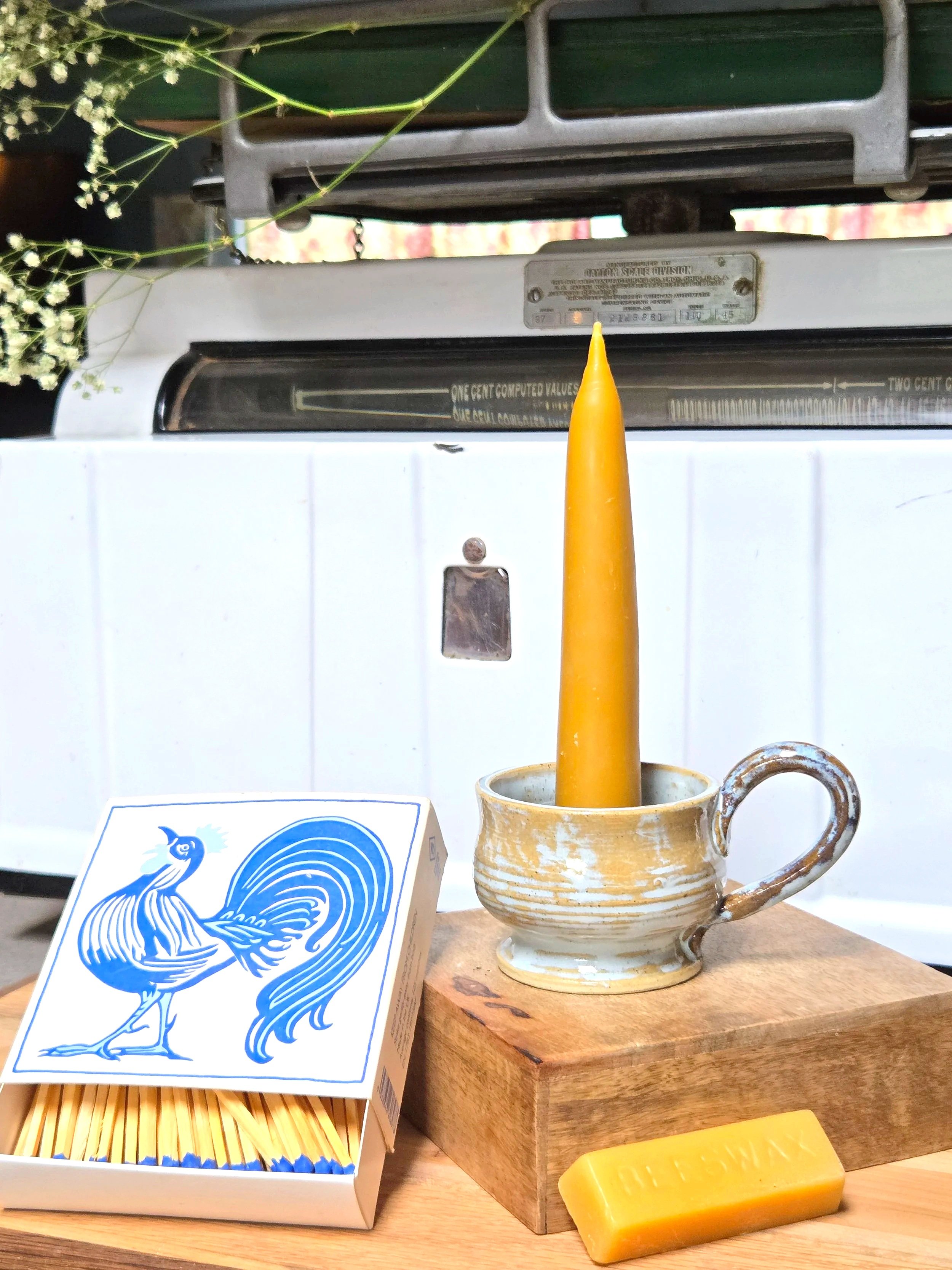 Ceramic Chamberstick (beeswax candle included)