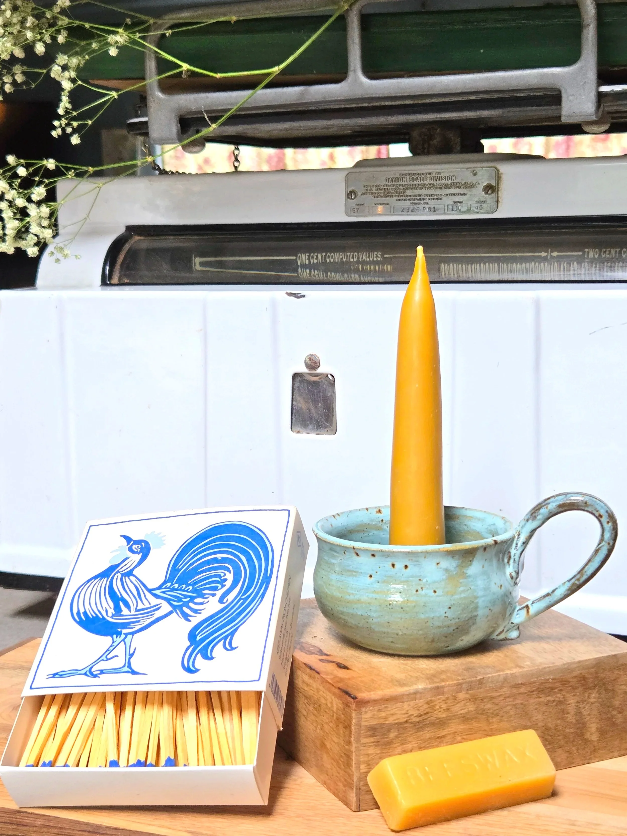 Ceramic Chamberstick (beeswax candle included)