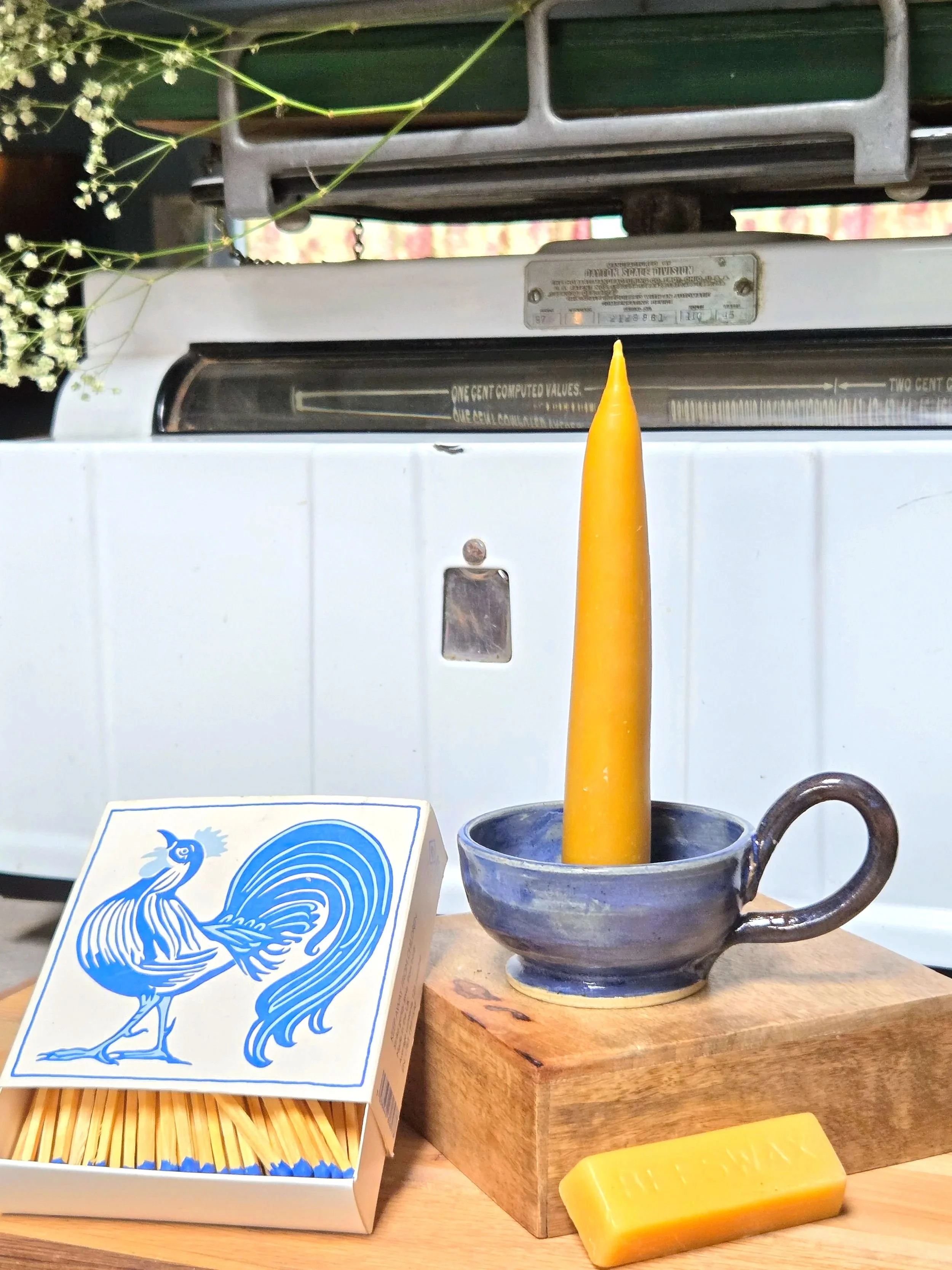 Ceramic Chamberstick (beeswax candle included)