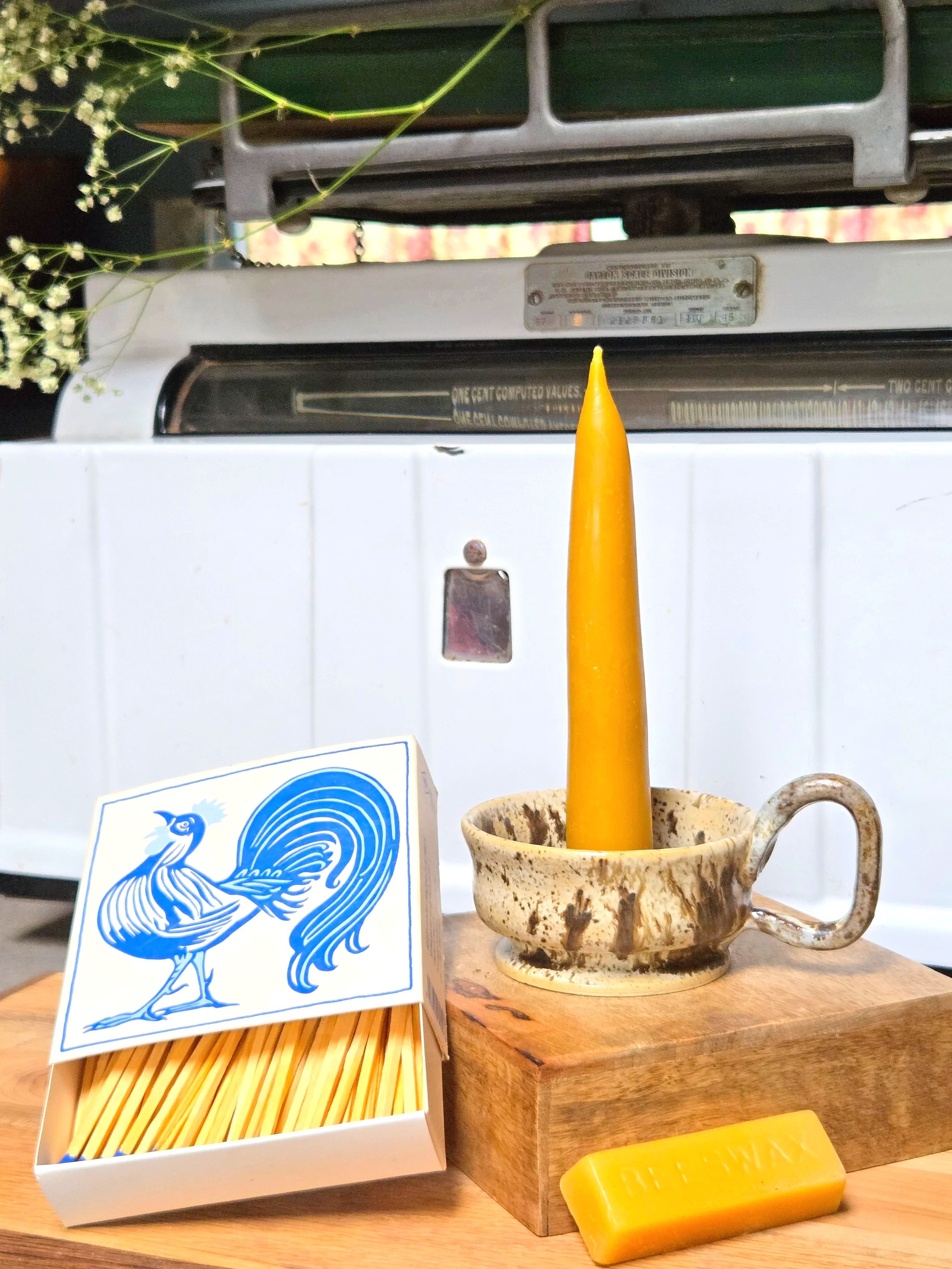 Ceramic Chamberstick (beeswax candle included)