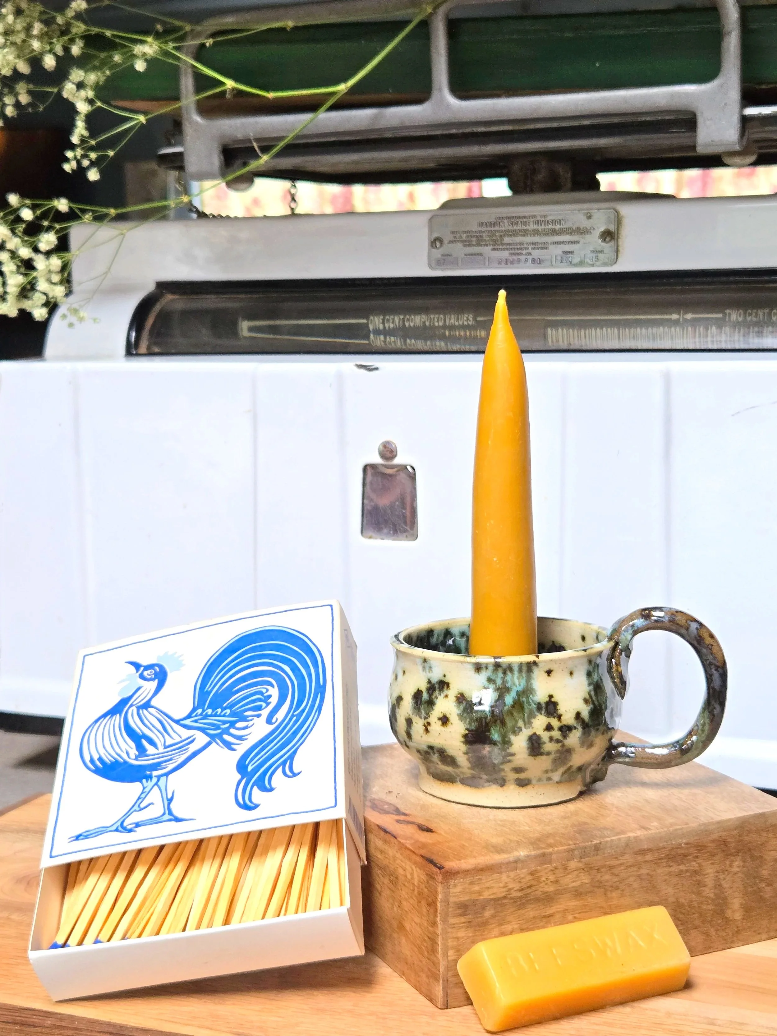 Ceramic Chamberstick (beeswax candle included)