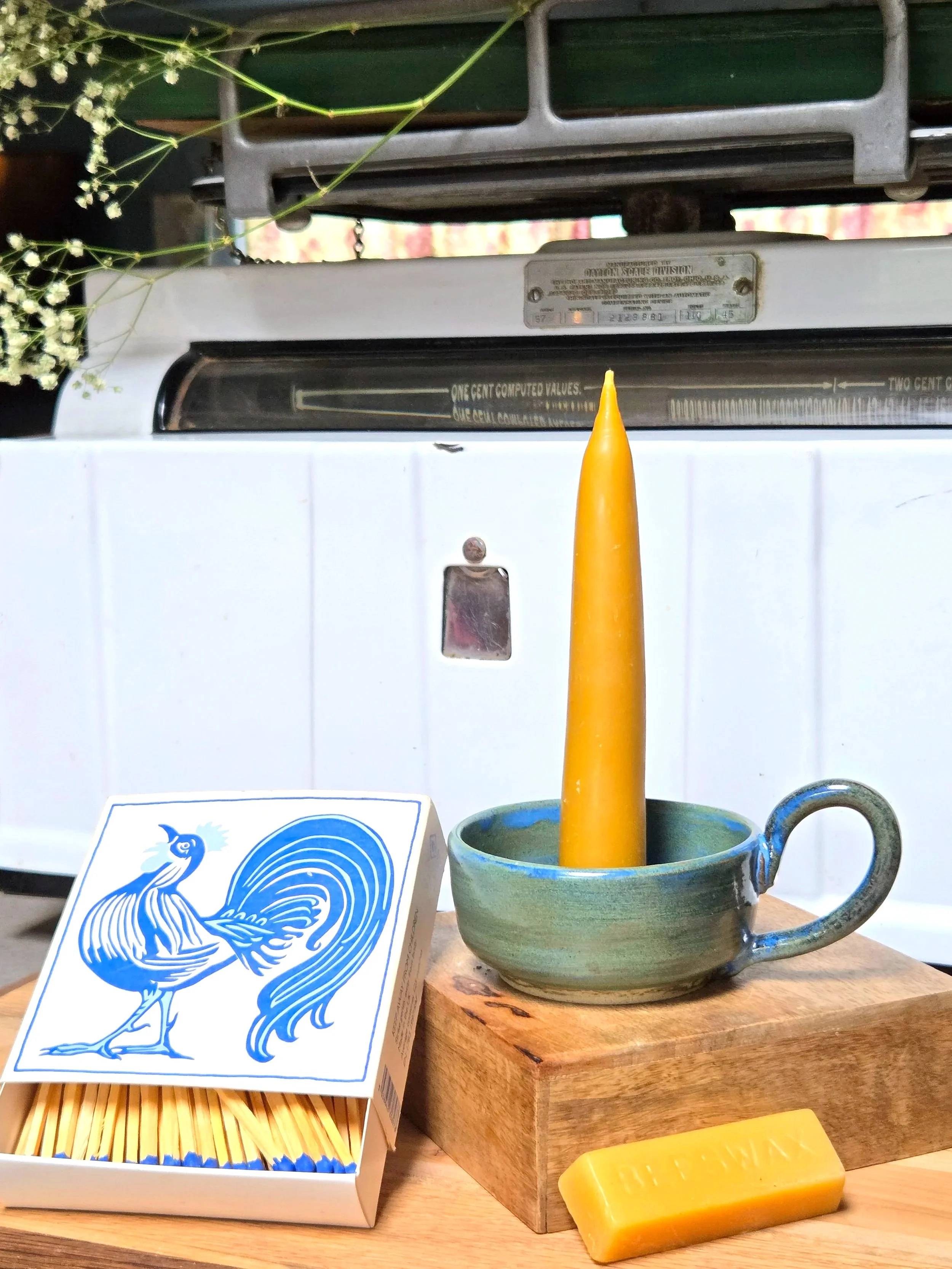 Ceramic Chamberstick (beeswax candle included)