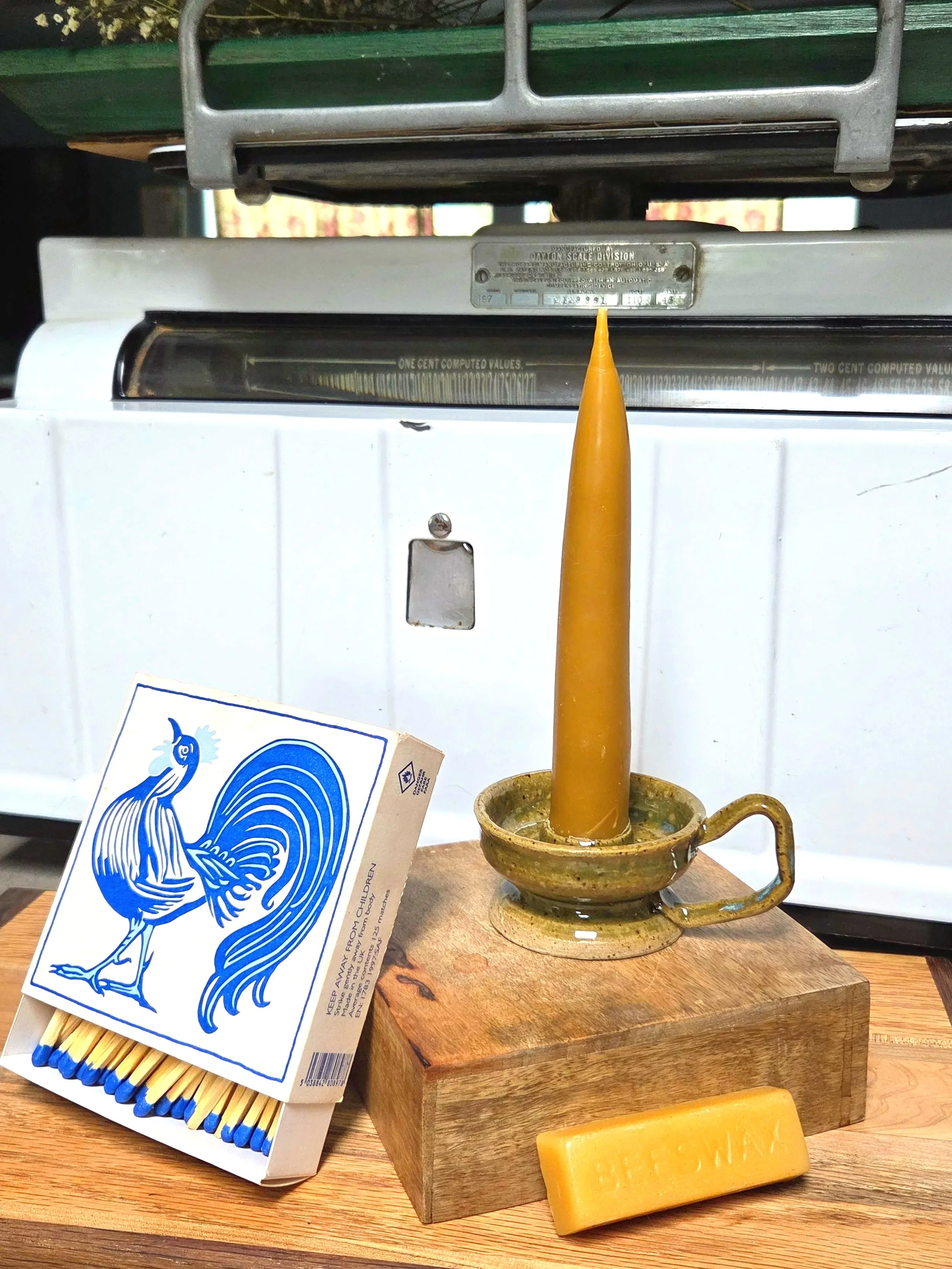 Ceramic Chamberstick with a beeswax candle