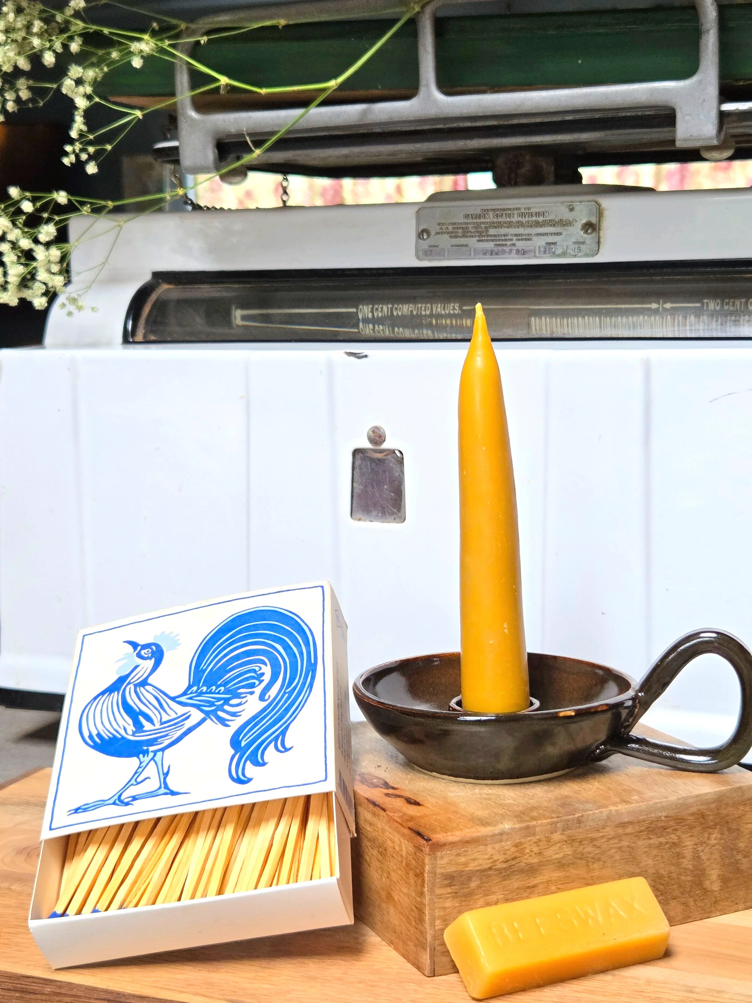 Ceramic Chamberstick (beeswax candle included)