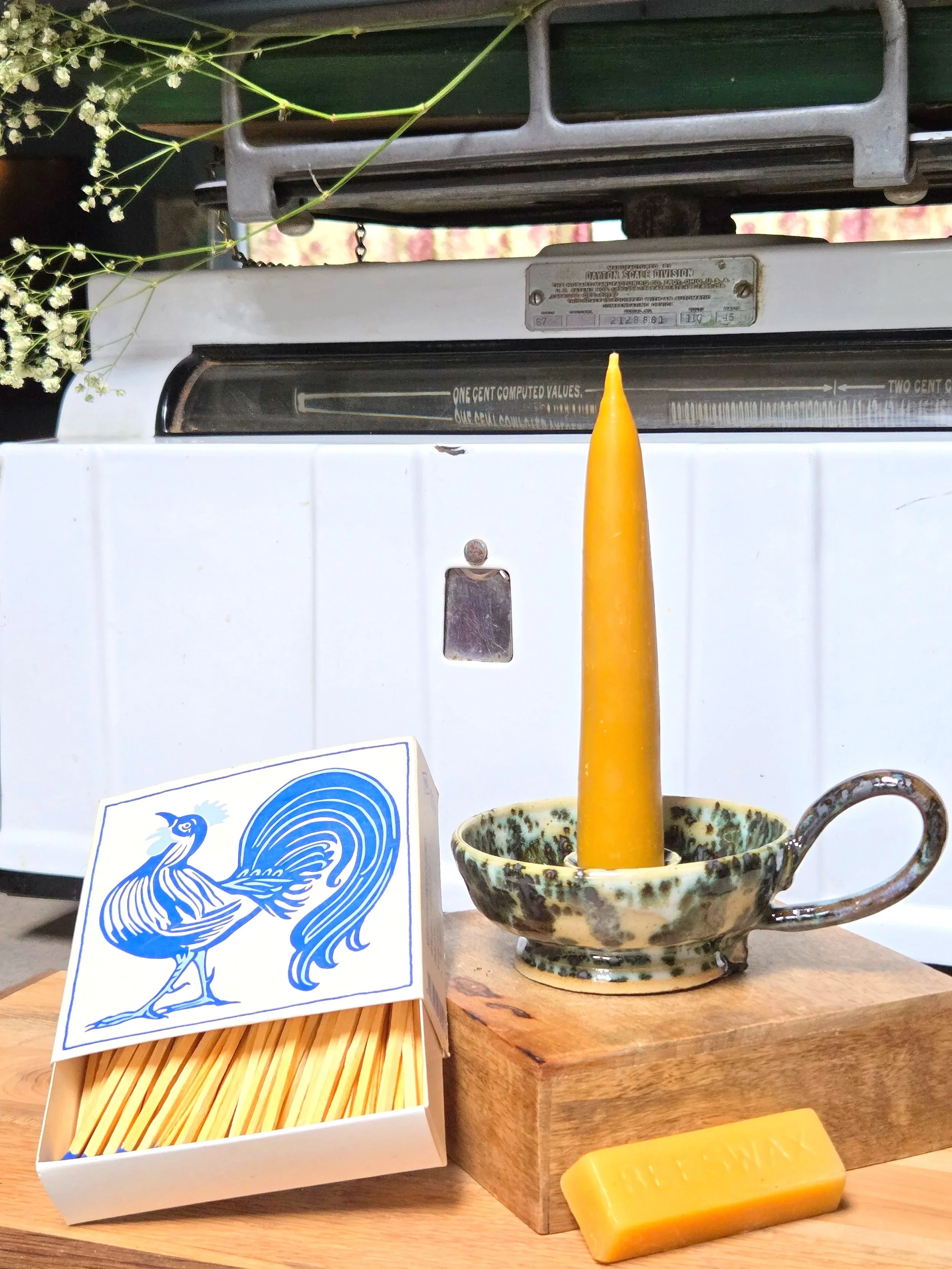 Ceramic Chamberstick (beeswax candle included)