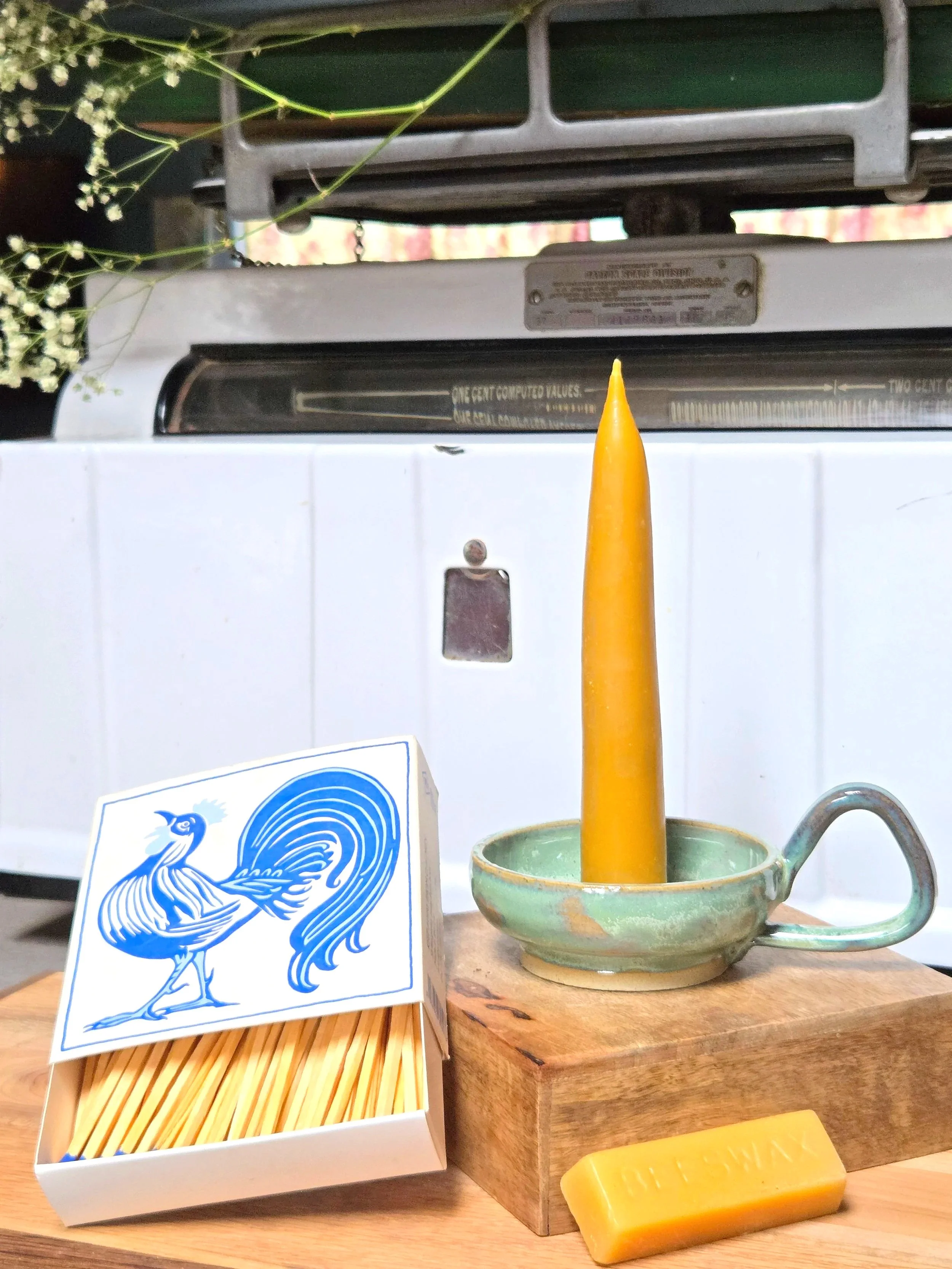 Ceramic Chamberstick (beeswax candle included)