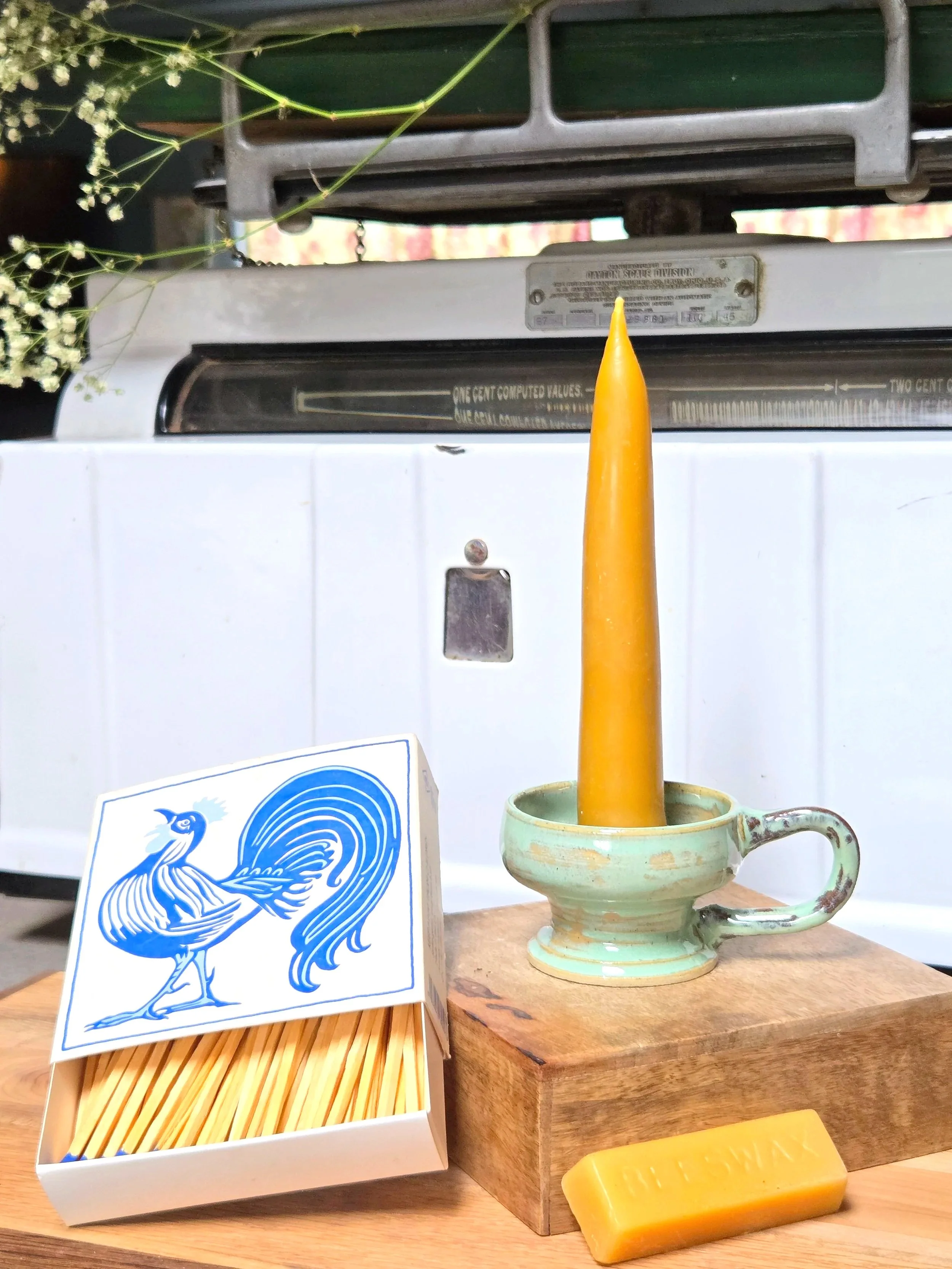 Ceramic Chamberstick (beeswax candle included)