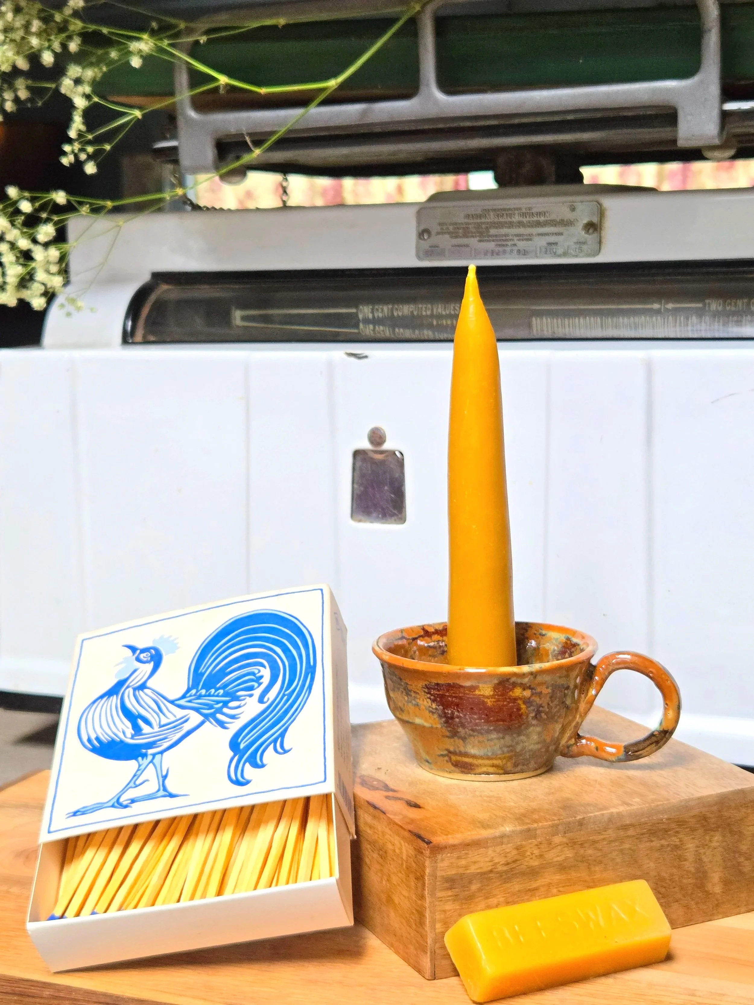 Ceramic Chamberstick (beeswax candle included)