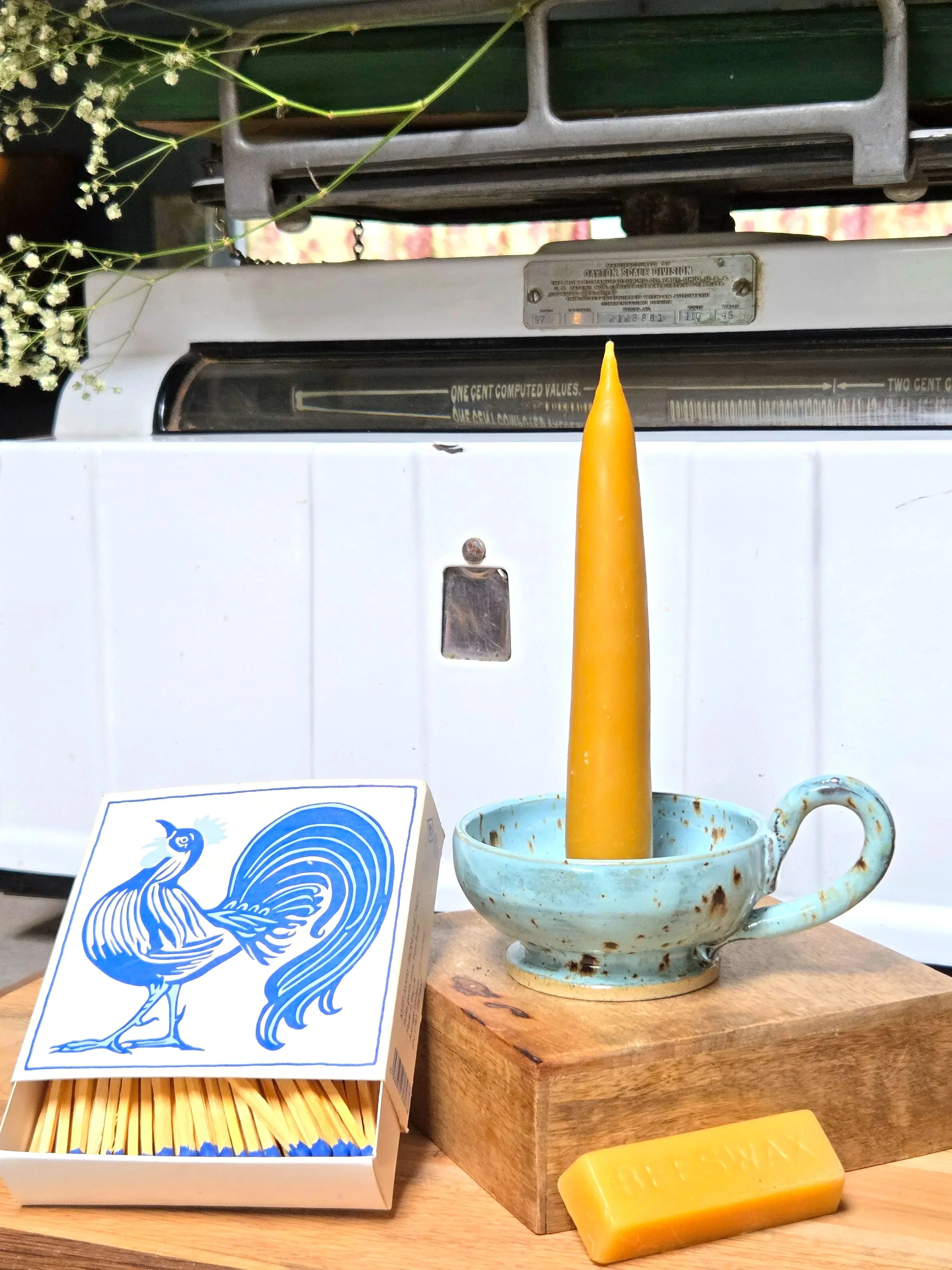 Ceramic Chamberstick (beeswax candle included)