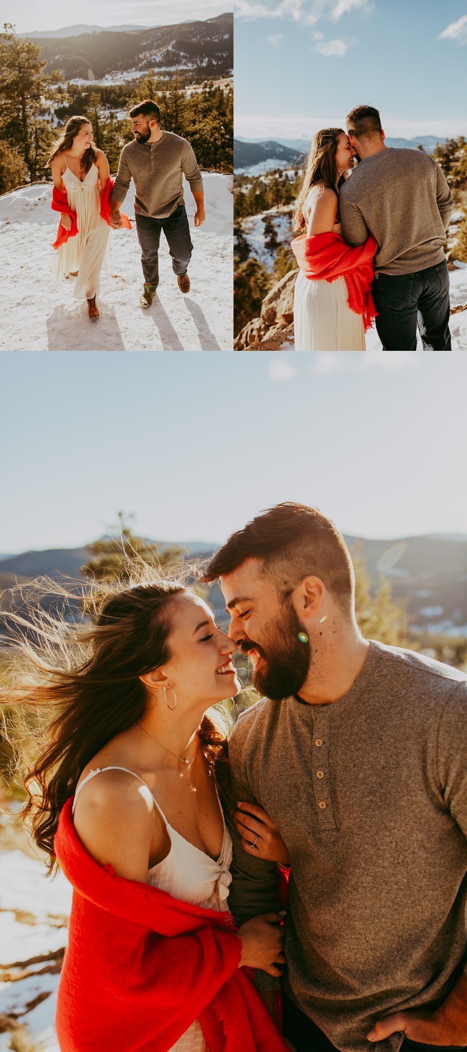 Snowy Mountain Engagement Session // Mount Falcon Park Colorado