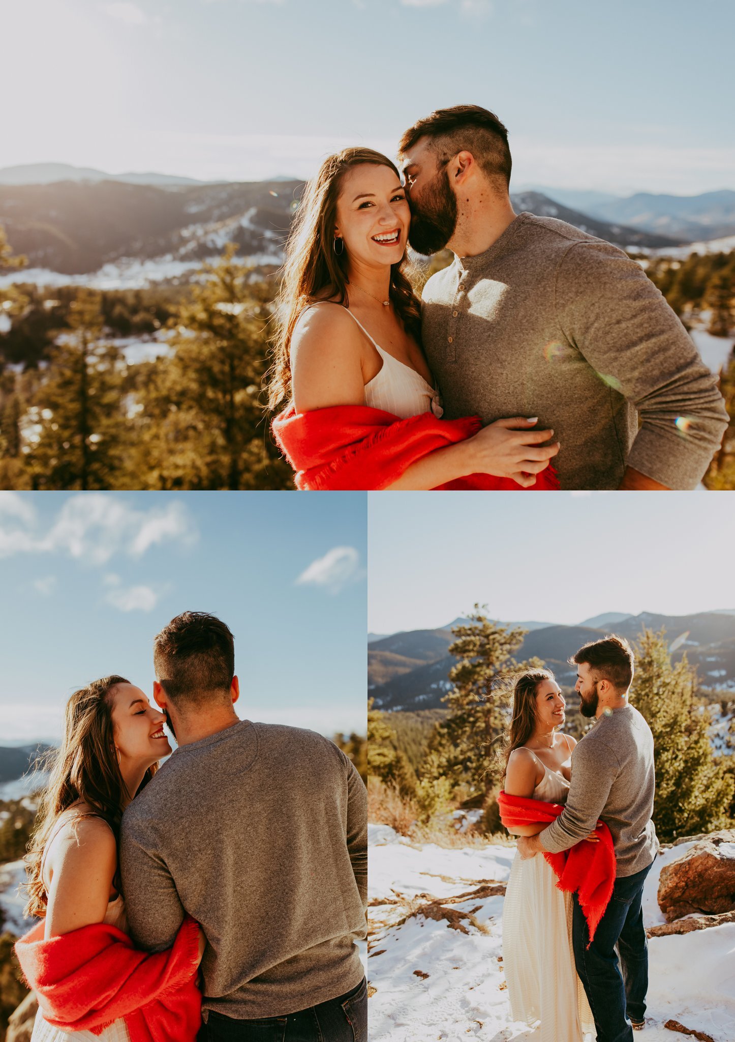 Snowy Mountain Engagement Session // Mount Falcon Park Colorado