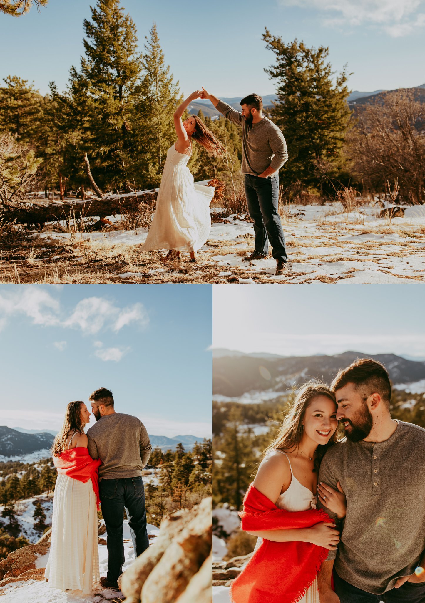 Snowy Mountain Engagement Session // Mount Falcon Park Colorado