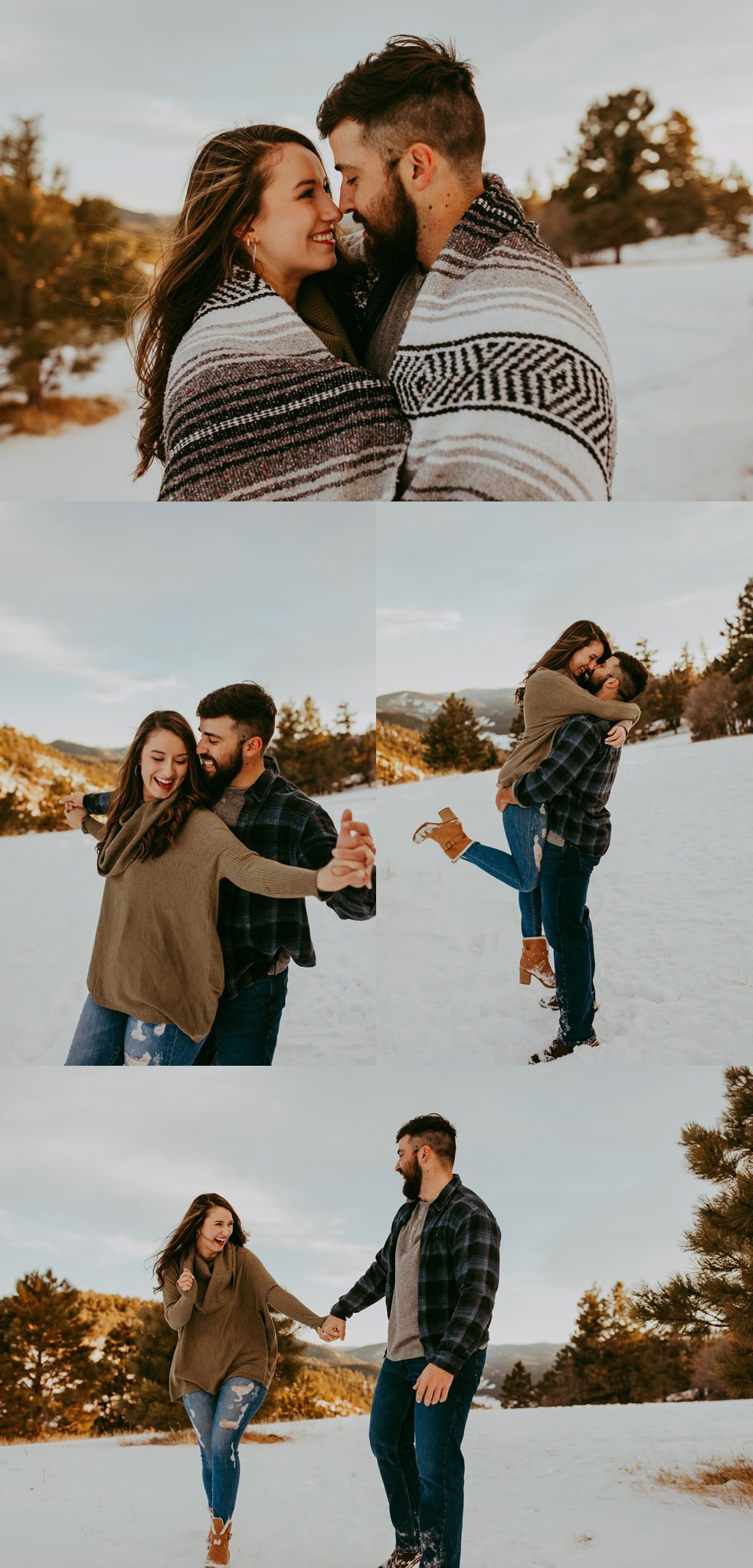 Snowy Mountain Engagement Session // Mount Falcon Park Colorado