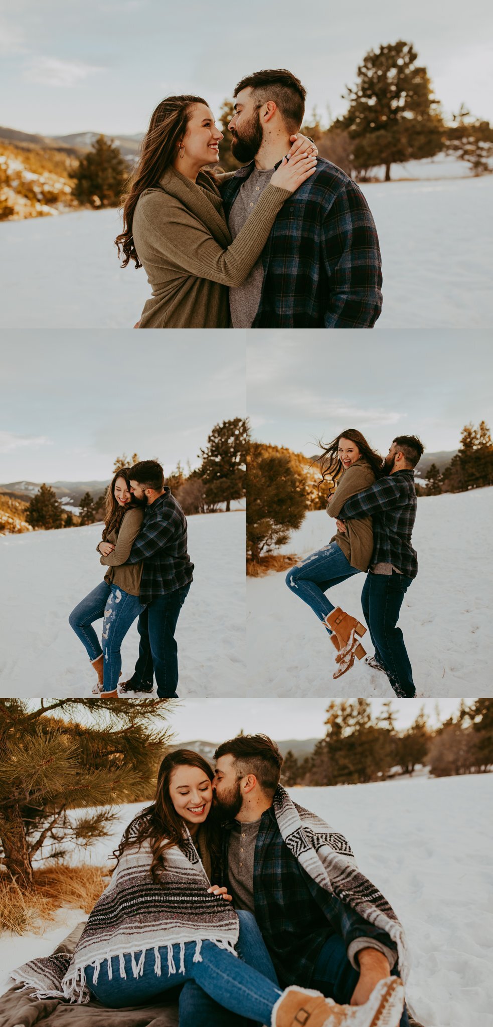 Snowy Mountain Engagement Session // Mount Falcon Park Colorado