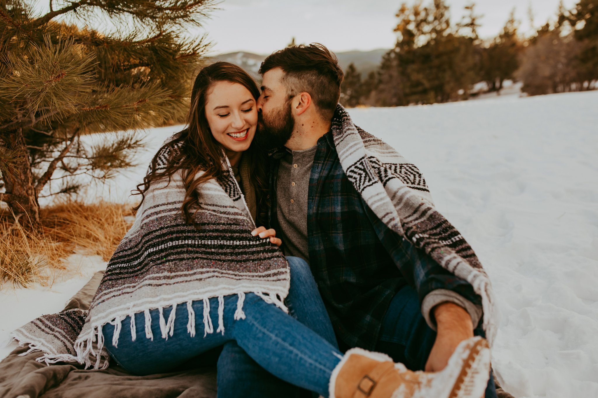 Snowy Mountain Engagement Session // Mount Falcon Park Colorado