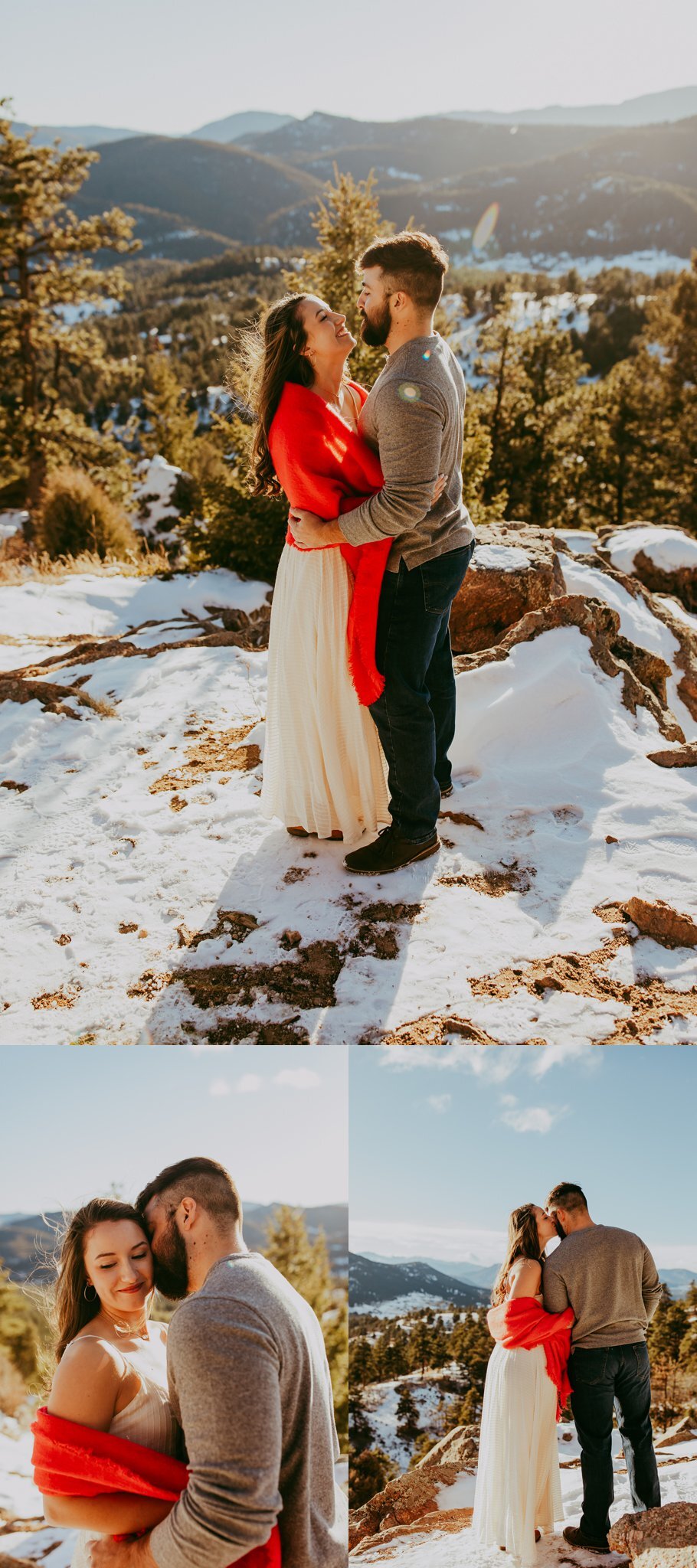 Snowy Mountain Engagement Session // Mount Falcon Park Colorado