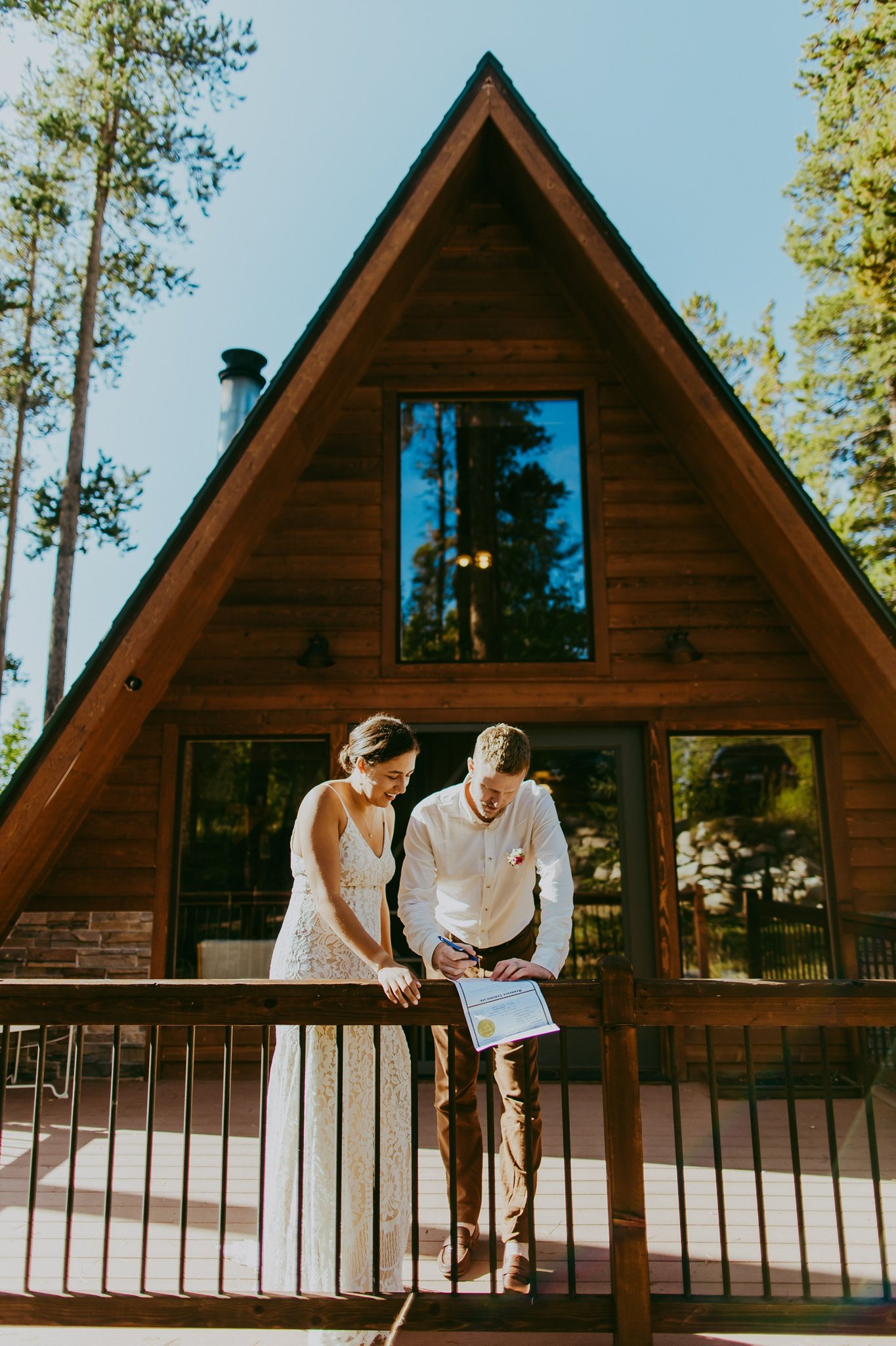 Colorado Picnic Wedding at A-Frame Cabin | Colorado Elopement Photographer