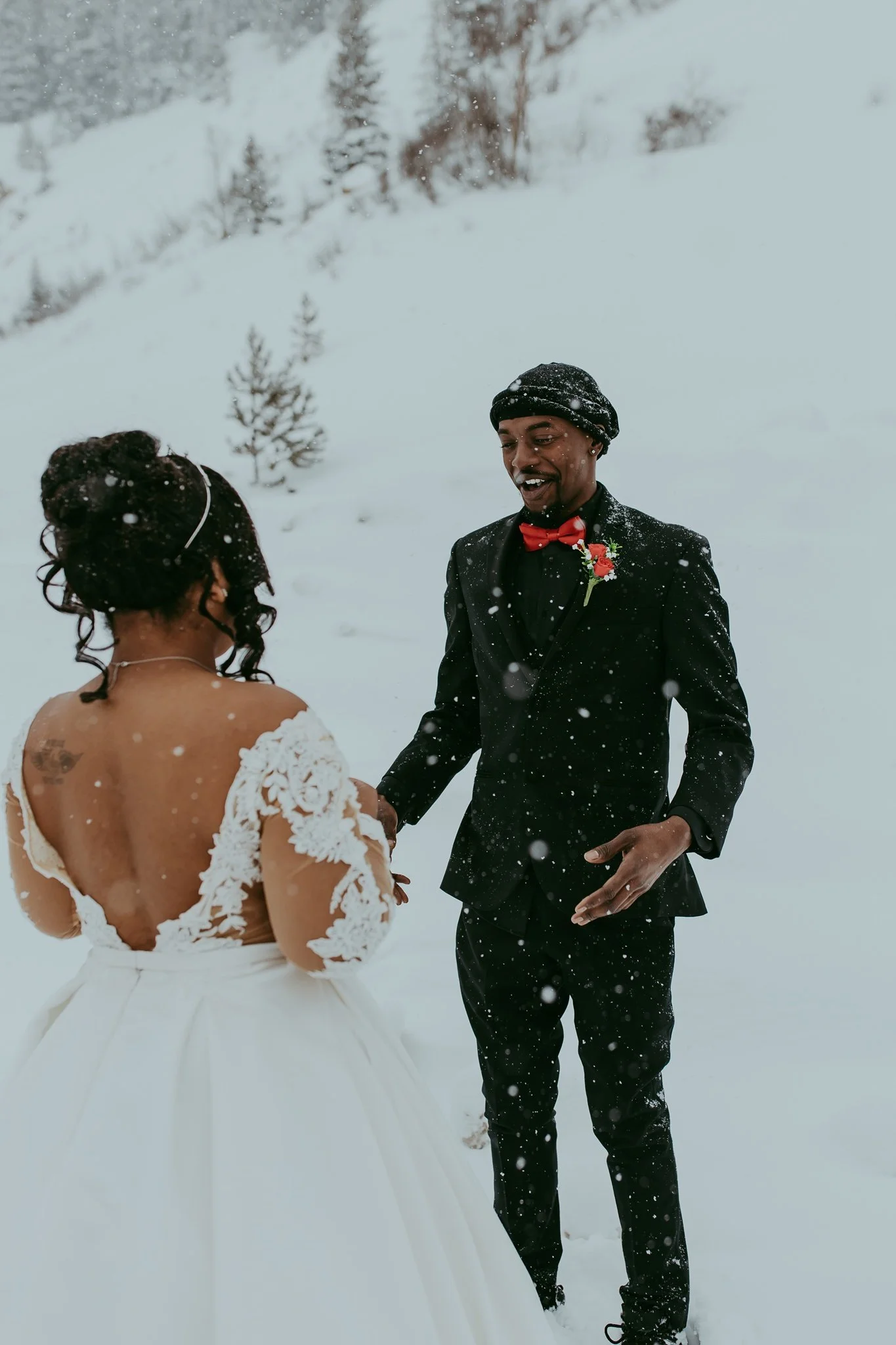 Winter Snowy Frozen Lake Colorado Elopement 