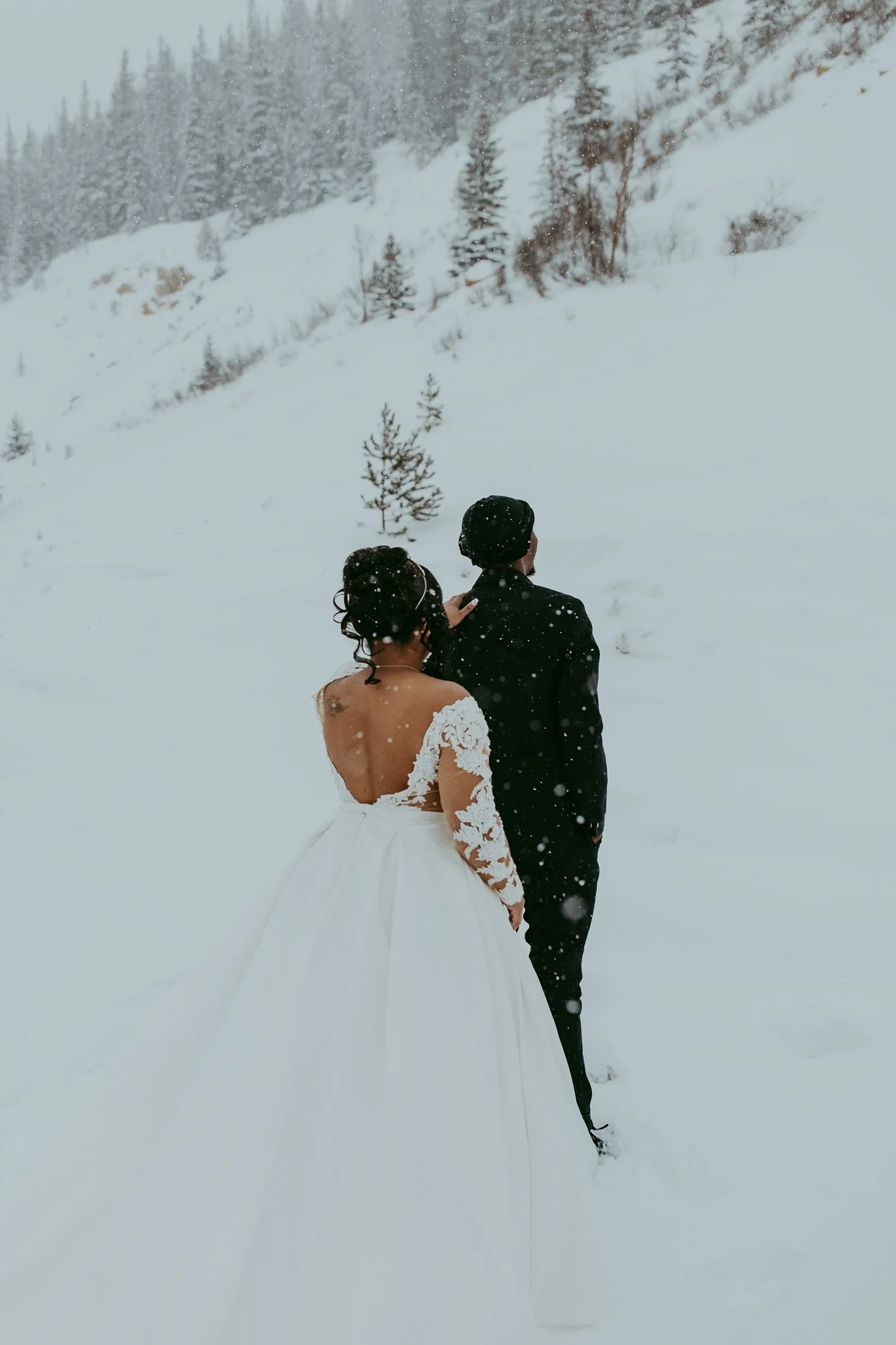 Winter Snowy Frozen Lake Colorado Elopement 