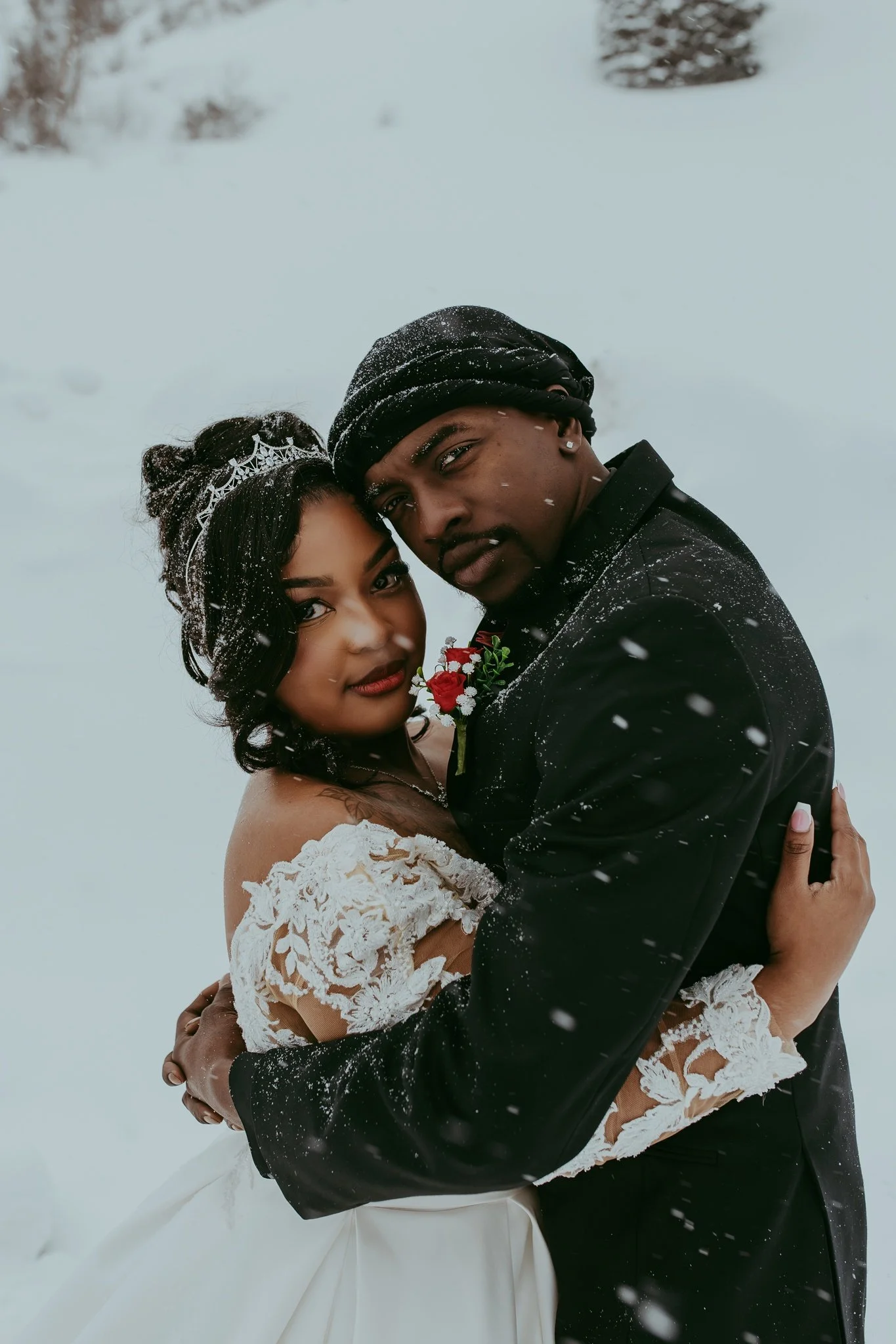 Winter Snowy Frozen Lake Colorado Elopement 
