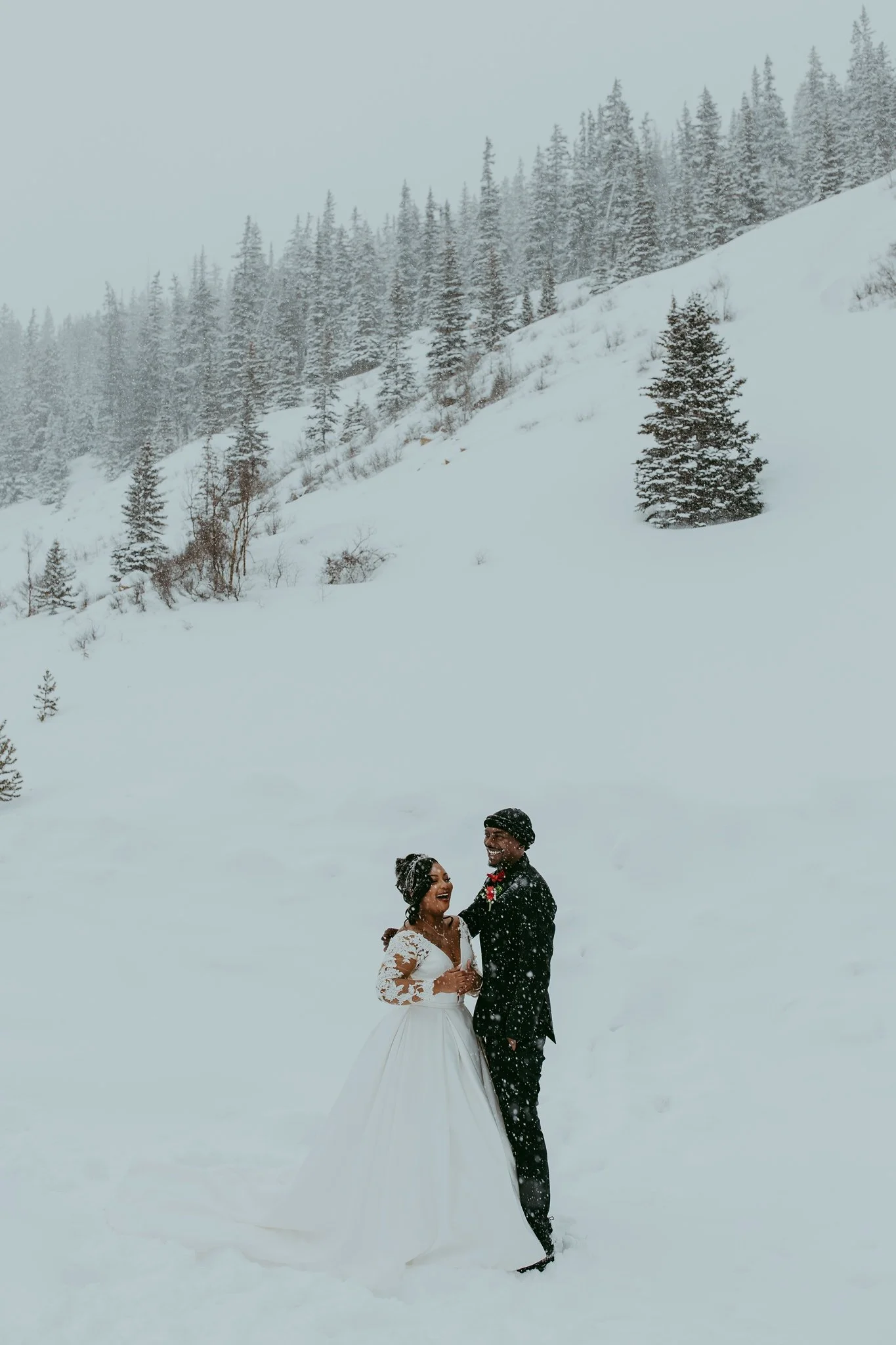 Winter Snowy Frozen Lake Colorado Elopement 