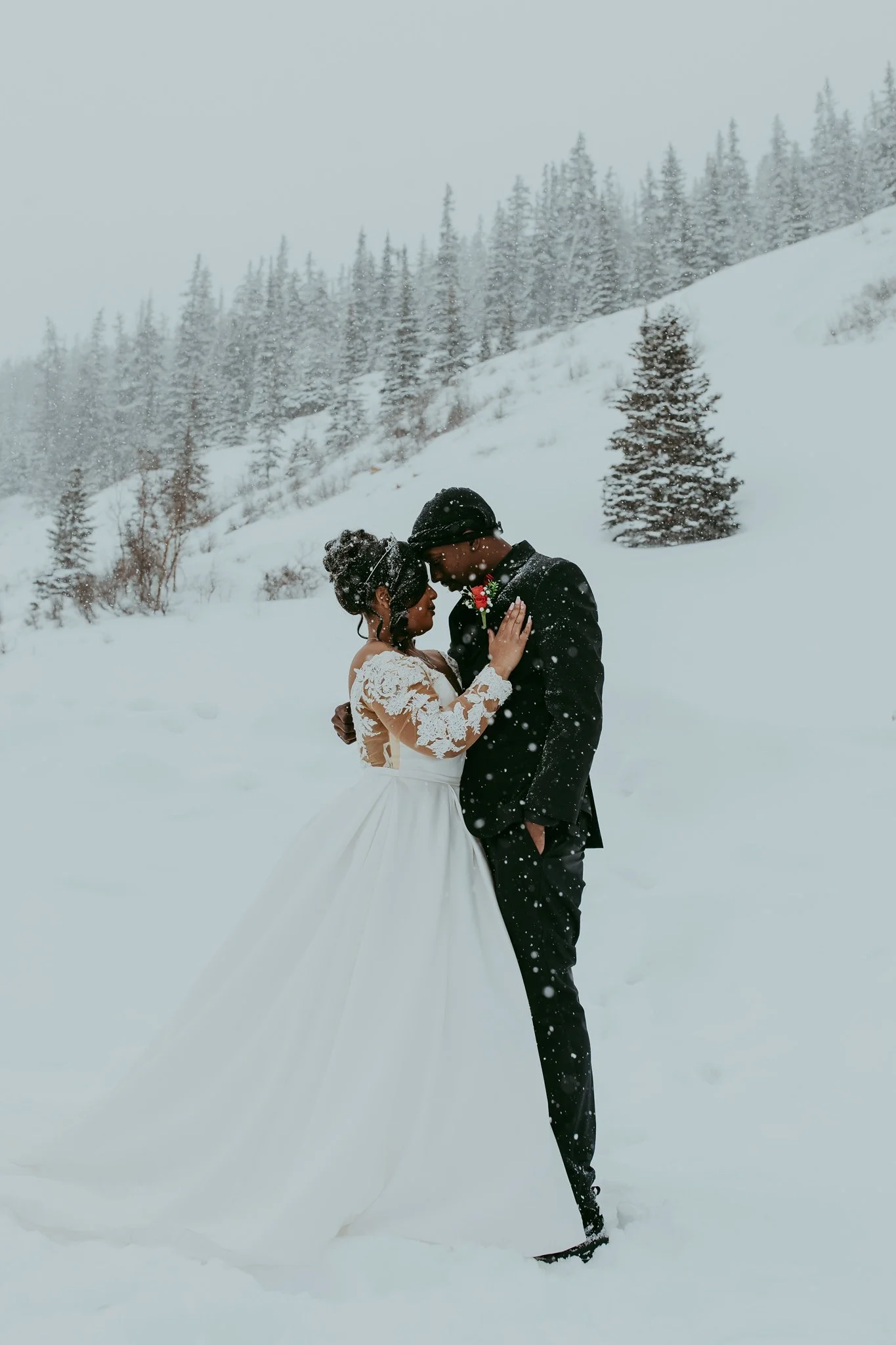 Winter Snowy Frozen Lake Colorado Elopement 