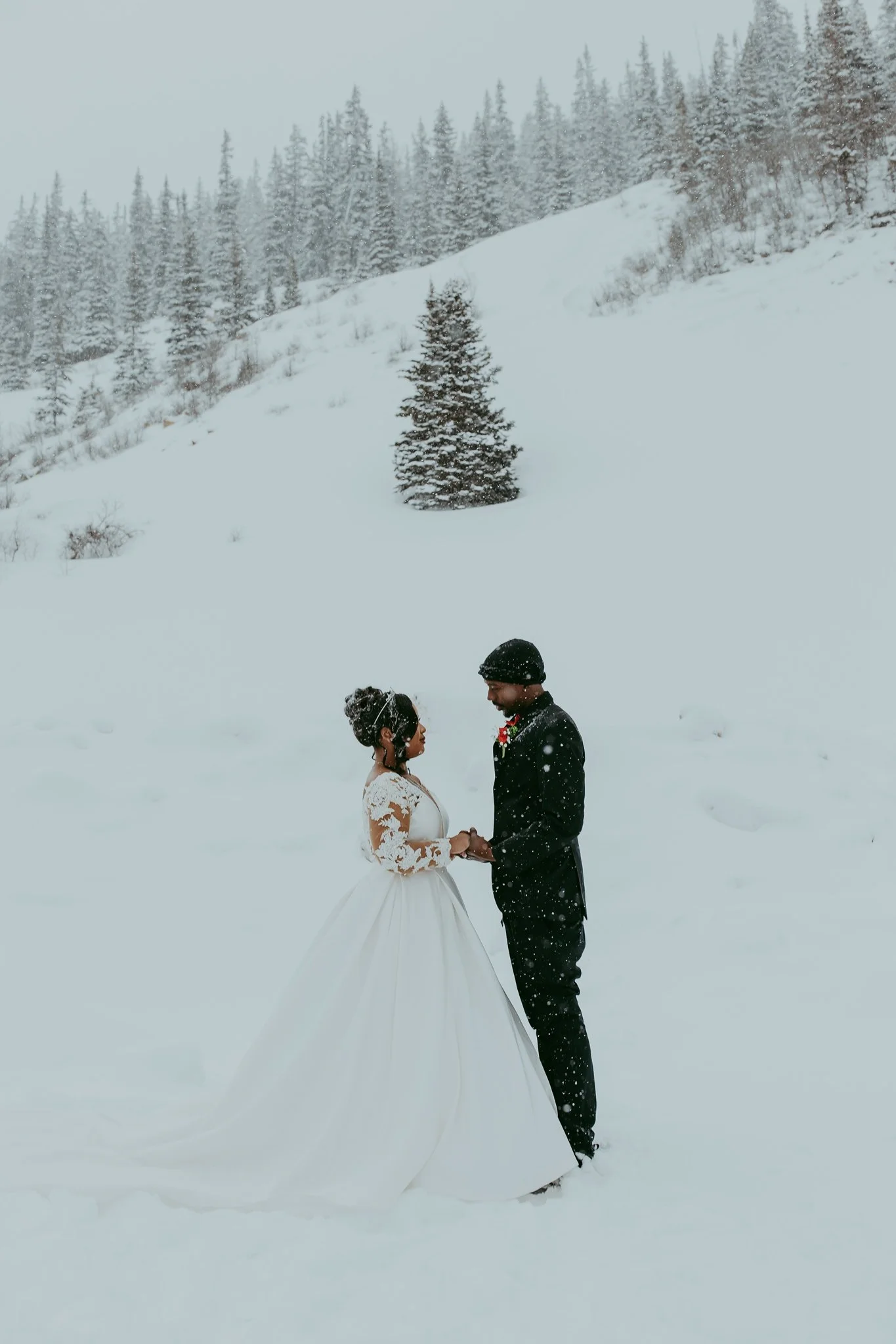 Winter Snowy Frozen Lake Colorado Elopement 