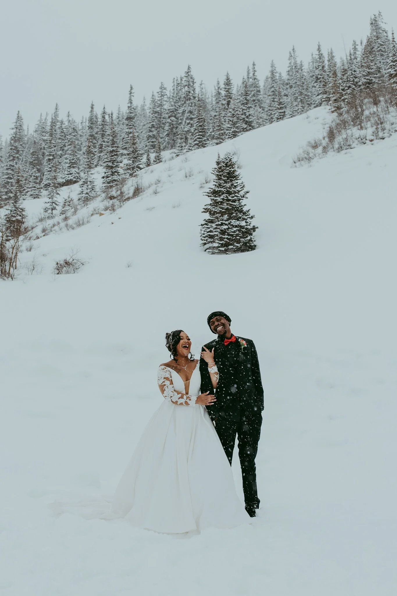 Winter Snowy Frozen Lake Colorado Elopement 