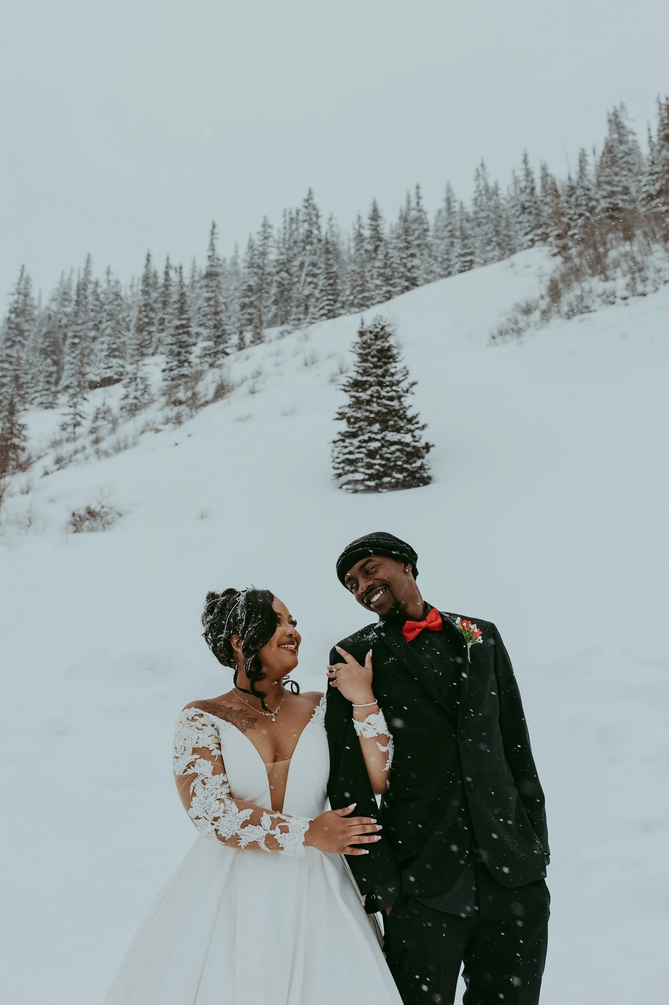 Winter Snowy Frozen Lake Colorado Elopement 