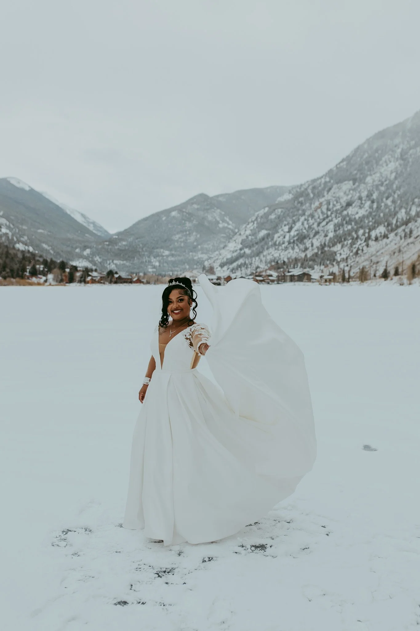Winter Snowy Frozen Lake Colorado Elopement 